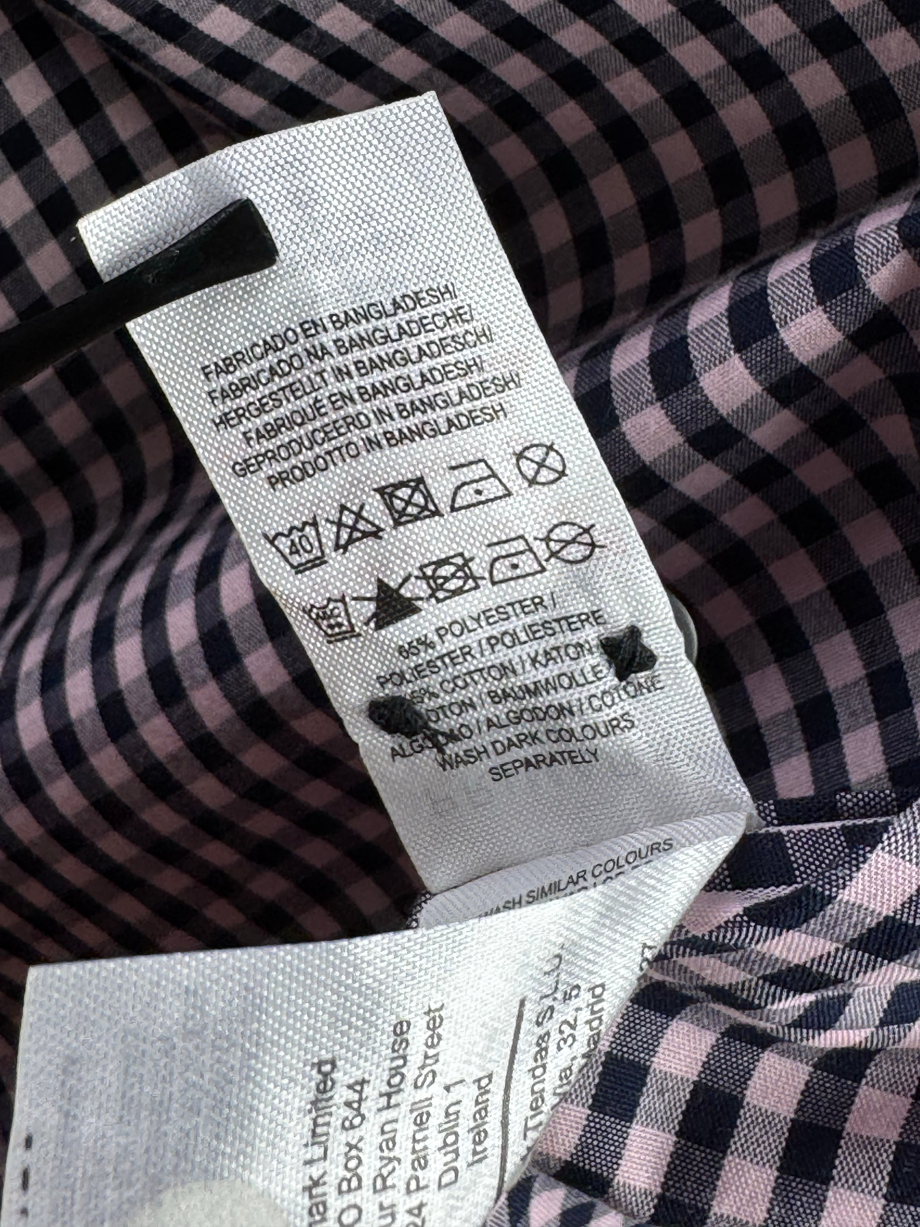 Primark® Small | Chest: 19.5" | Check | Colar: 15.5" Slim Fit Shirt | Poly - Cotton | 4456 - Genuine Maal