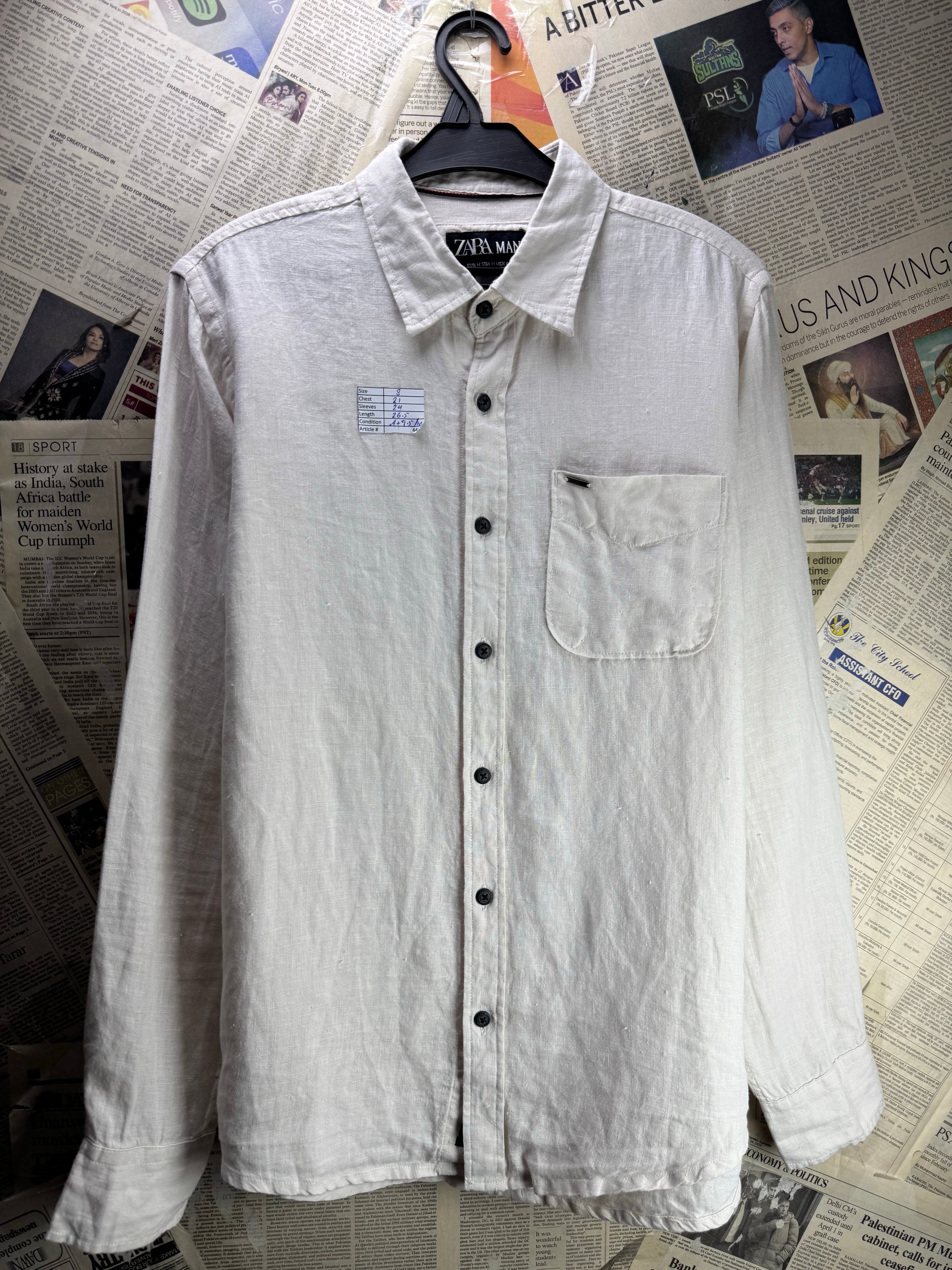 Zara® Small | Chest: 21" | White | Shirt | Cotton | 4484 - Genuine Maal