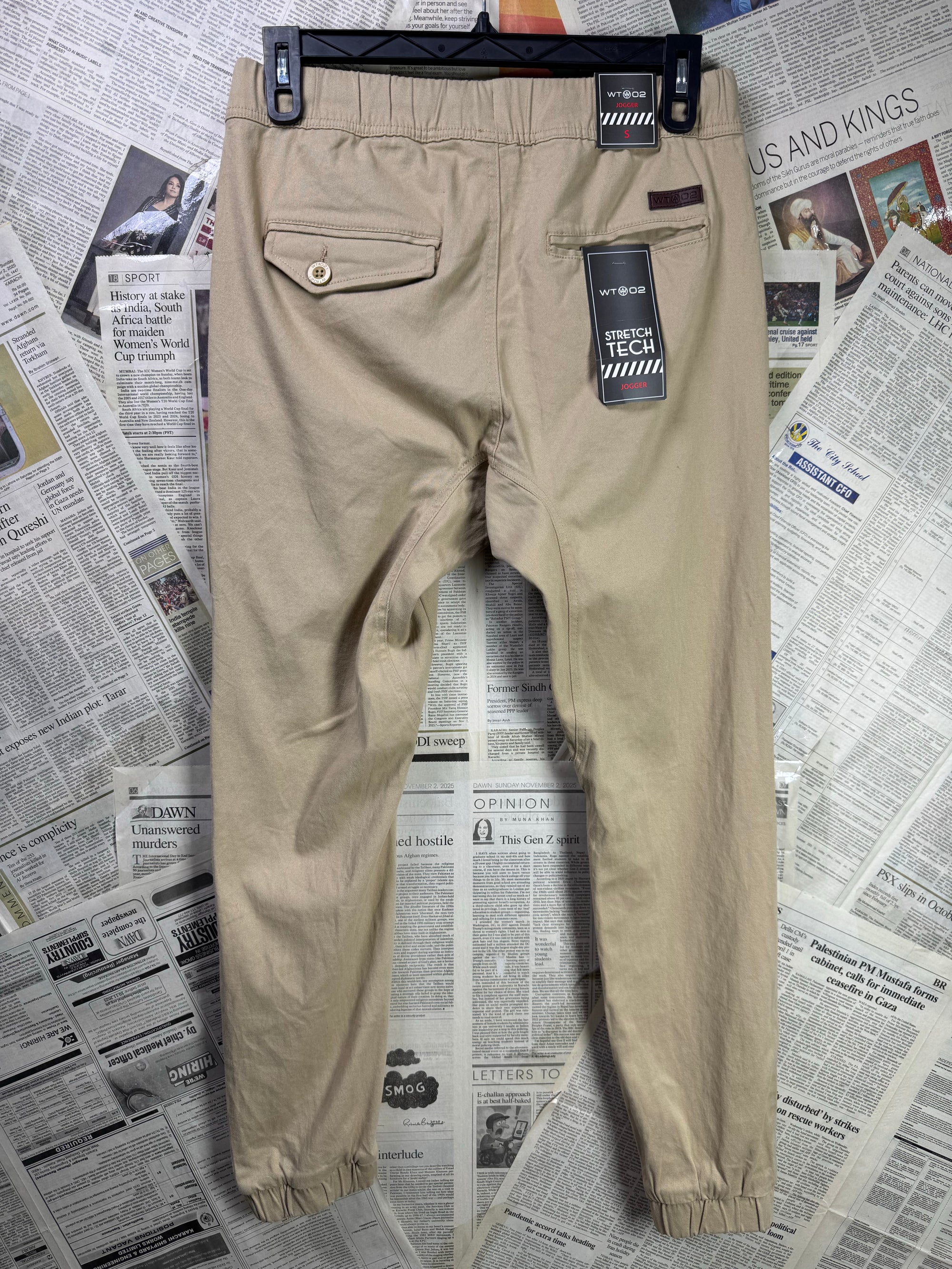 WT02® Waist: 32" | Light Brown | Jogging Trousers | Cotton - Spandex | 1294 - Genuine Maal