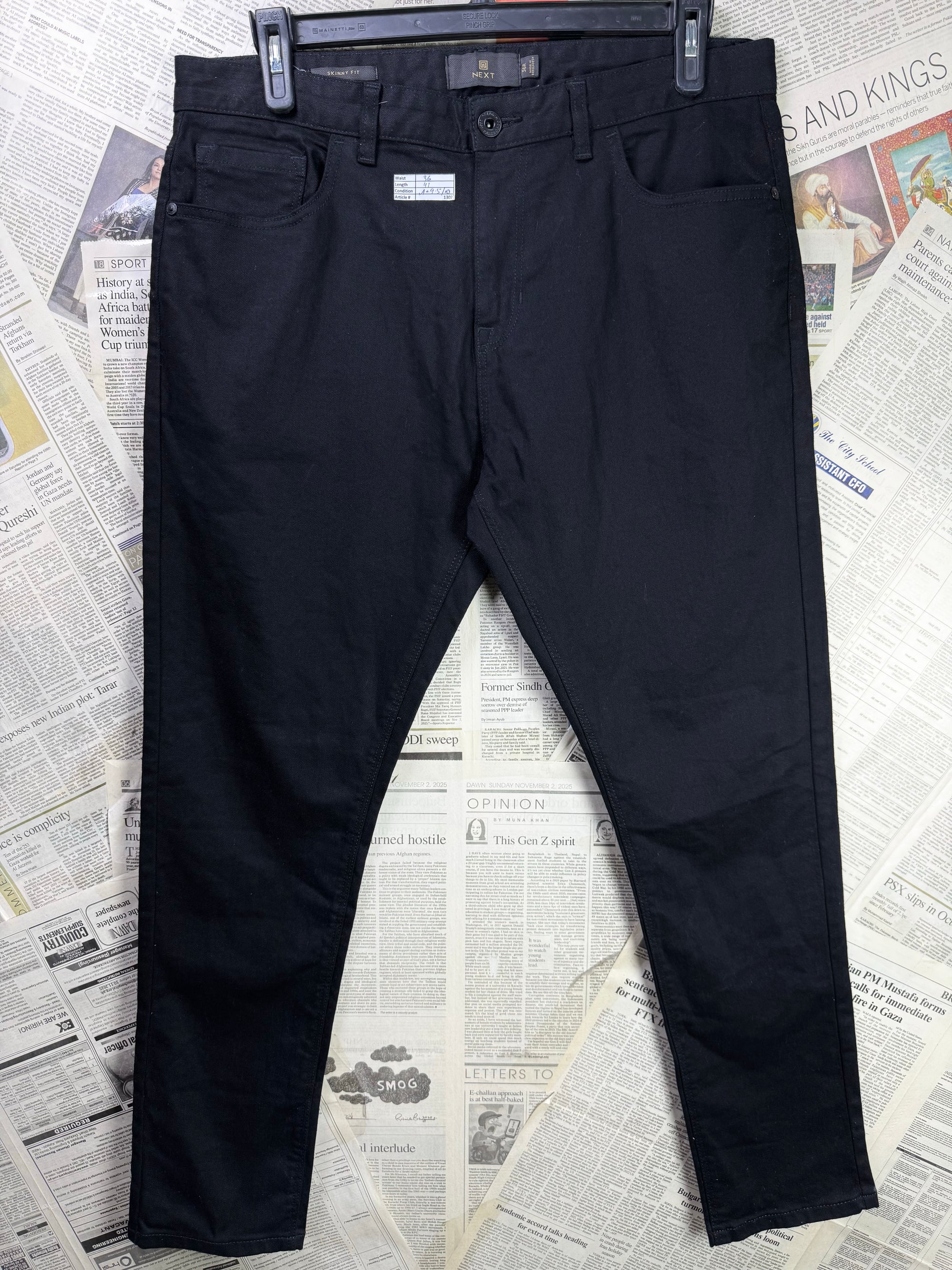 Next® Waist: 36" | Black | Skinny Fit Denim Pants | Cotton - Elastane | 1302 - Genuine Maal