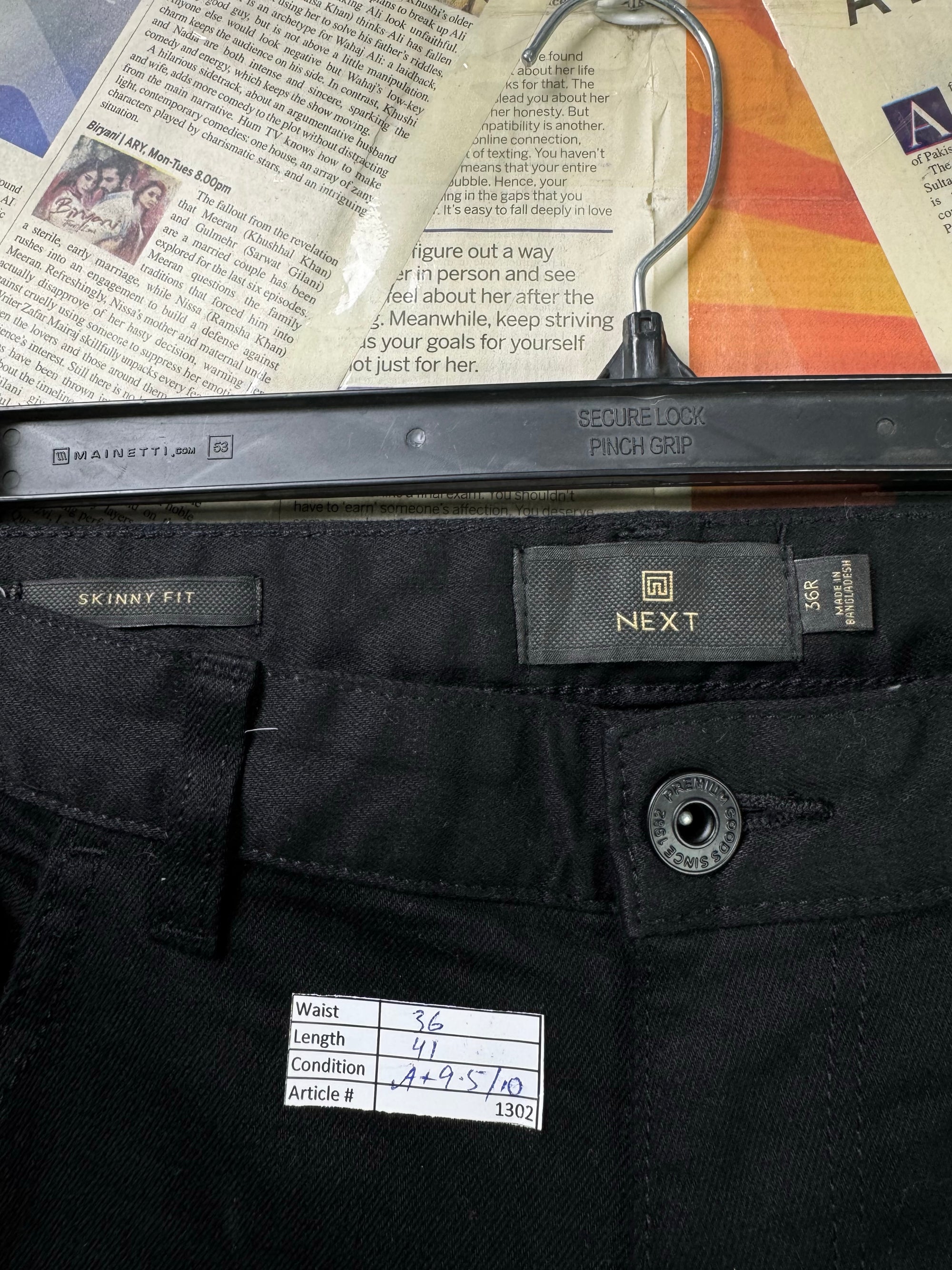 Next® Waist: 36" | Black | Skinny Fit Denim Pants | Cotton - Elastane | 1302 - Genuine Maal