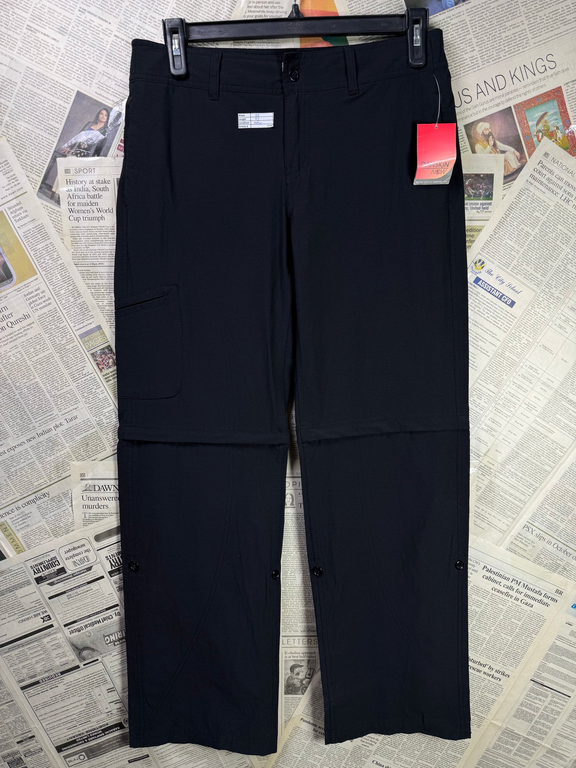 Danskin® Waist: 32" | Black | Cargo Trousers | Cotton - Nylon - Spandex | 1303 - Genuine Maal
