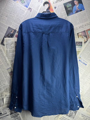 Zara® Small | Chest: 20" | Blue | Shirt | Cotton - Linen | 4477 - Genuine Maal