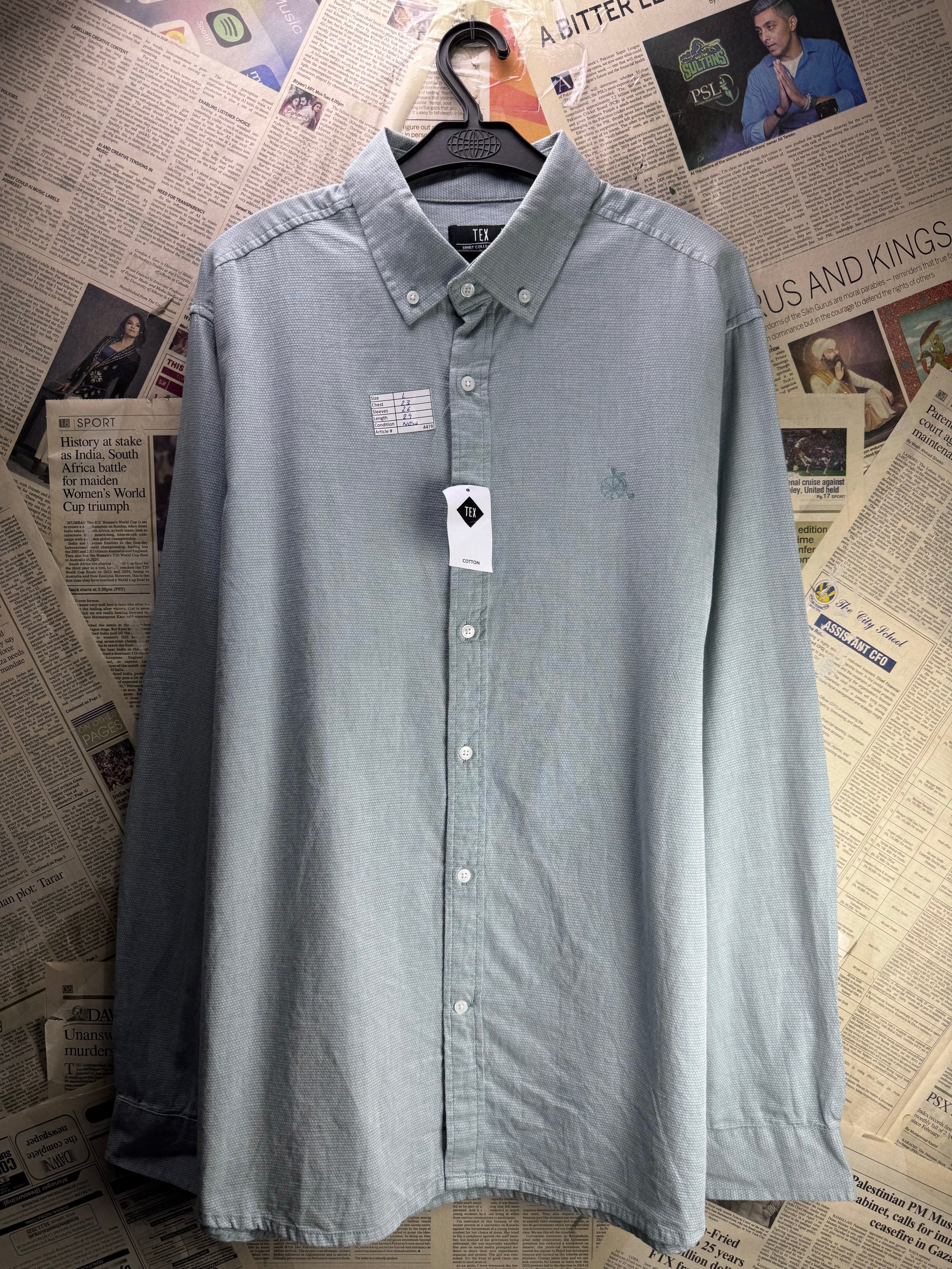 Tex® Large | Chest: 23" | Grey | Shirt | Cotton | 4478 - Genuine Maal