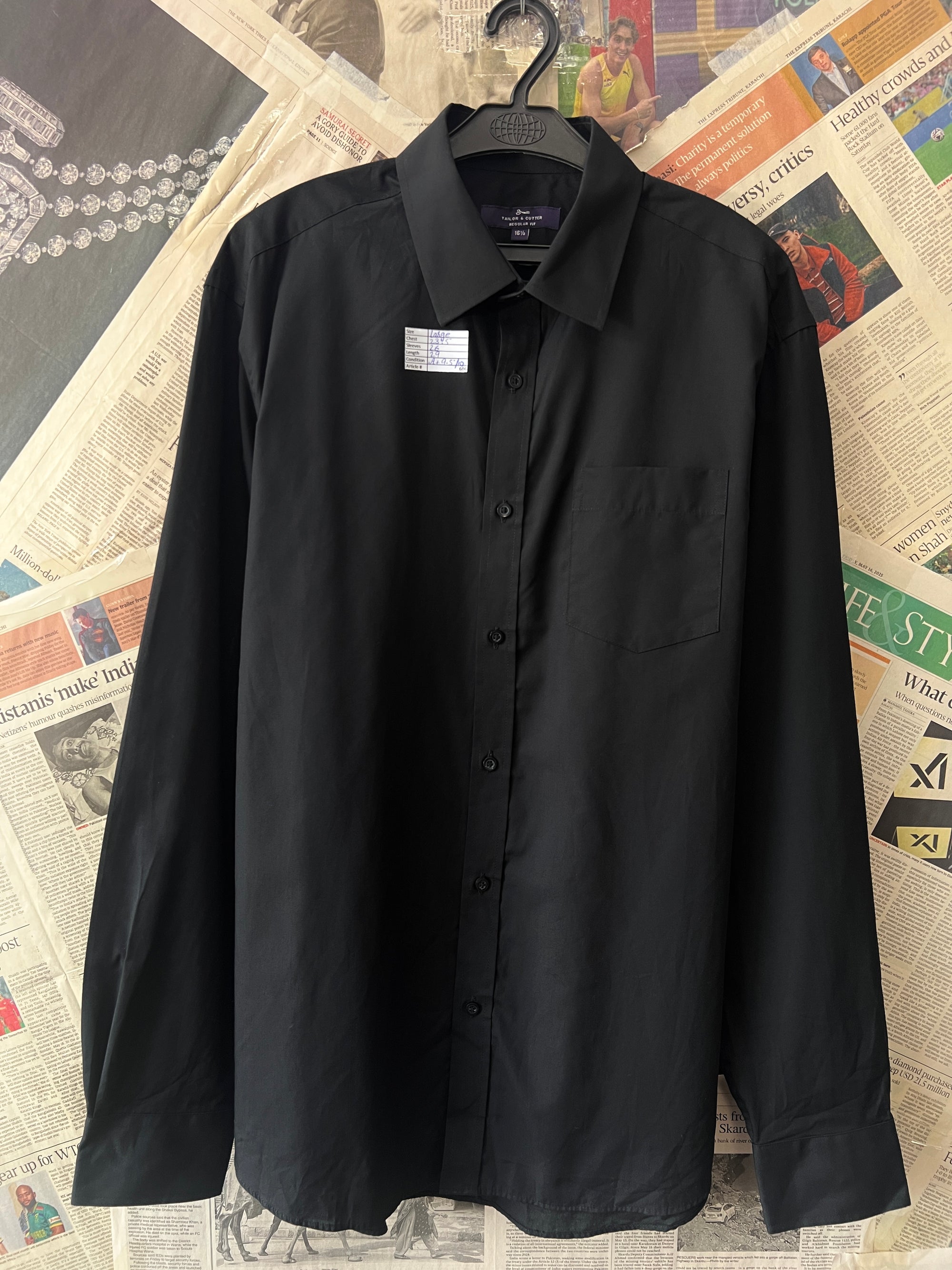 Tailor & Cutter® Large | Chest: 23.5" | Black | Shirt | 606 - Genuine Maal