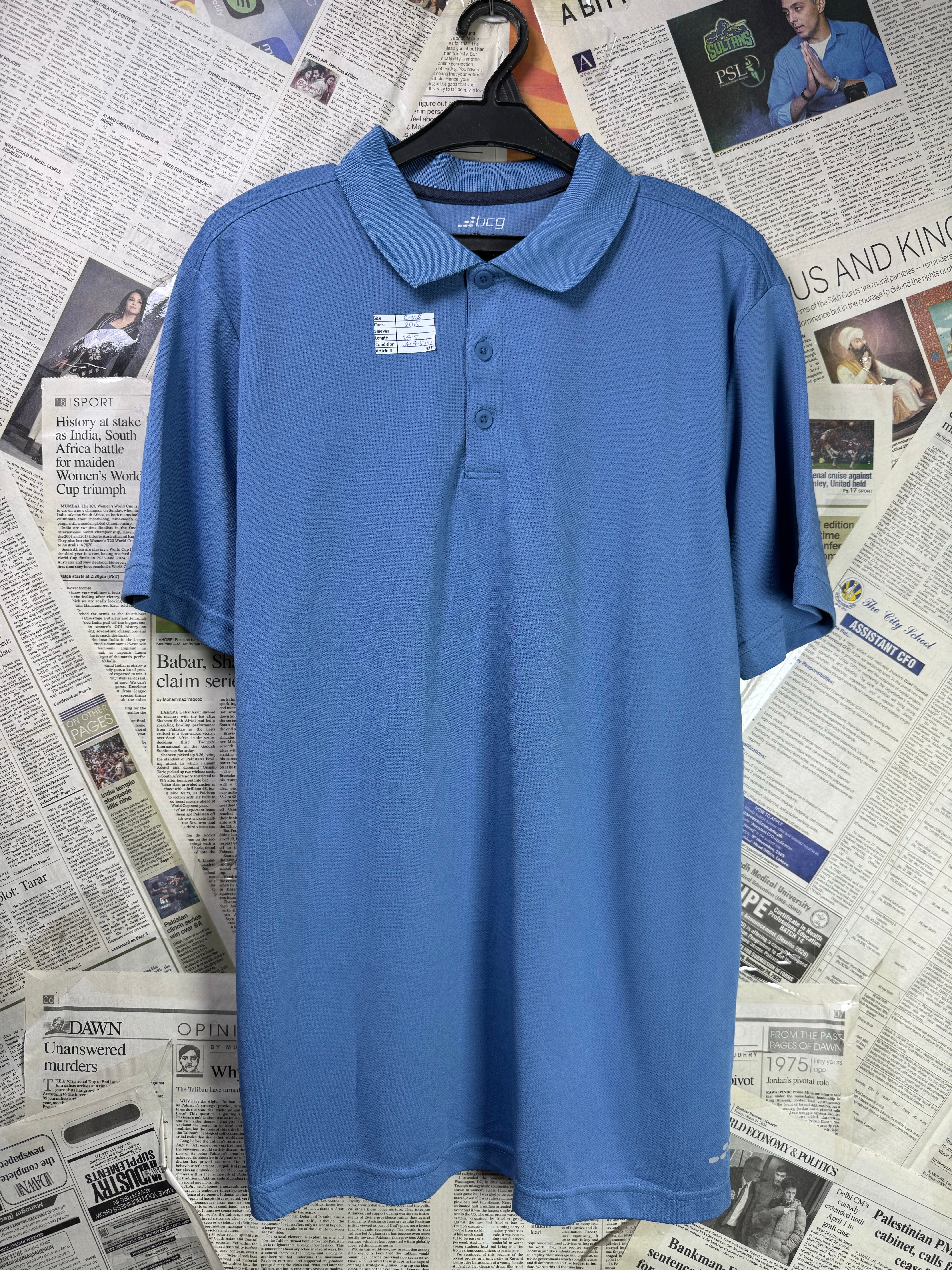 Bcg® Small | Chest: 20.5" | Blue | Sports Polo | Poly | 3318 - Genuine Maal