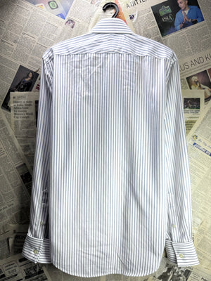 T.M. Lewin® Small | Chest: 21" | White Stripes | Collar: 15" Slim Fit Shirt | Cotton | 4467 - Genuine Maal