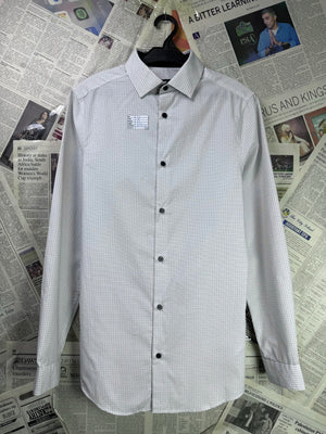 H&M® XS | Chest: 18" | White with Grey Pattern | Shirt | Cotton - Poly | 3312 - Genuine Maal