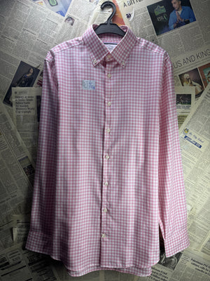 Charles Tyrwhitt® Small | Chest: 20.5" | Pink Check | Collar: 15.5" Slim Fit Shirt | Cotton - Lyocell | 4474 - Genuine Maal