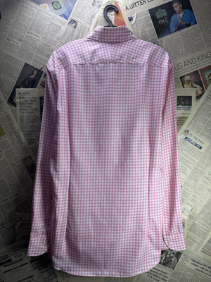 Charles Tyrwhitt® Small | Chest: 20.5" | Pink Check | Collar: 15.5" Slim Fit Shirt | Cotton - Lyocell | 4474 - Genuine Maal