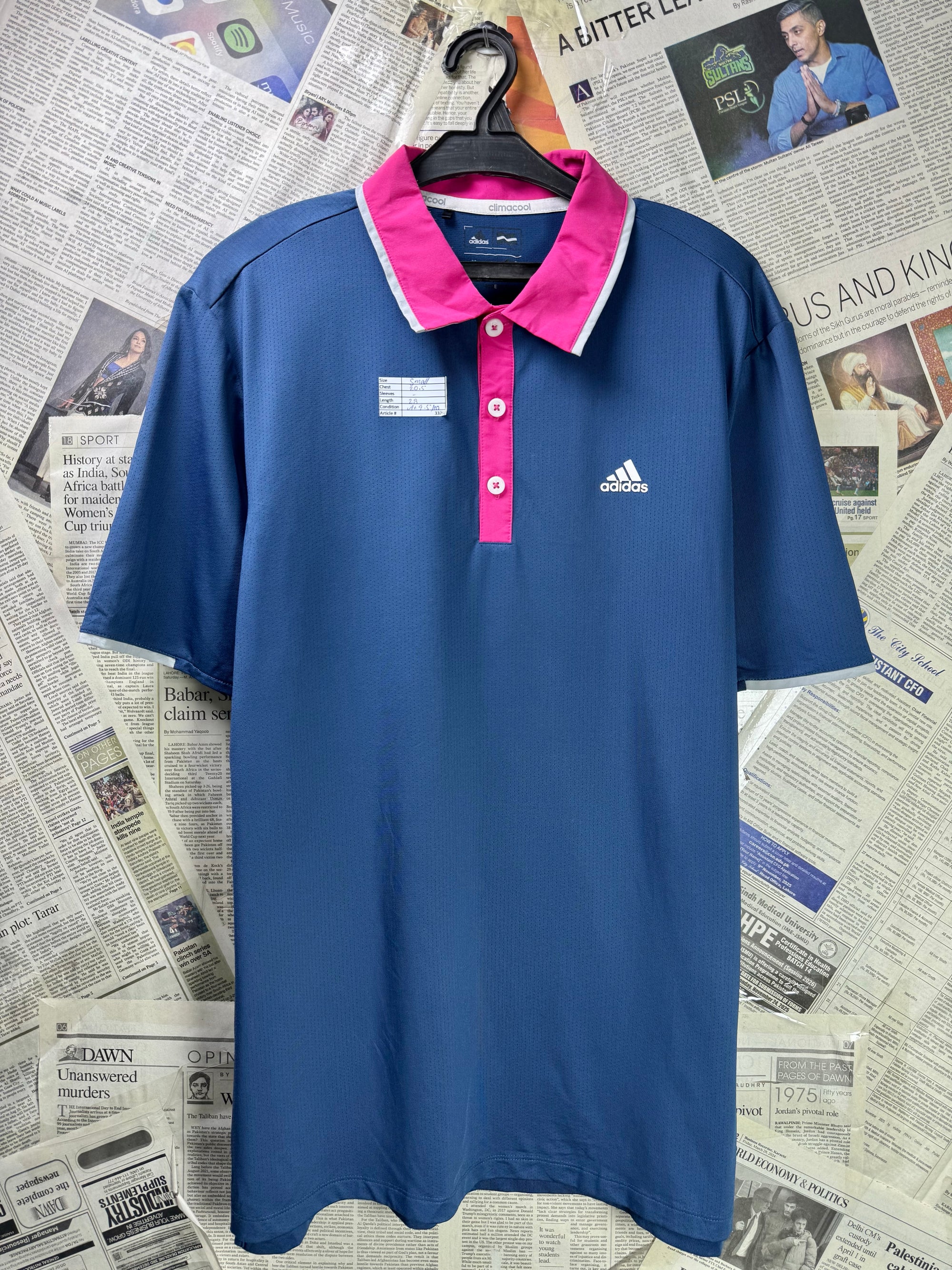 Adid*s® Small | Chest: 20.5" | Space Blue | Gym Polo | Poly - Spandex | 3326 - Genuine Maal