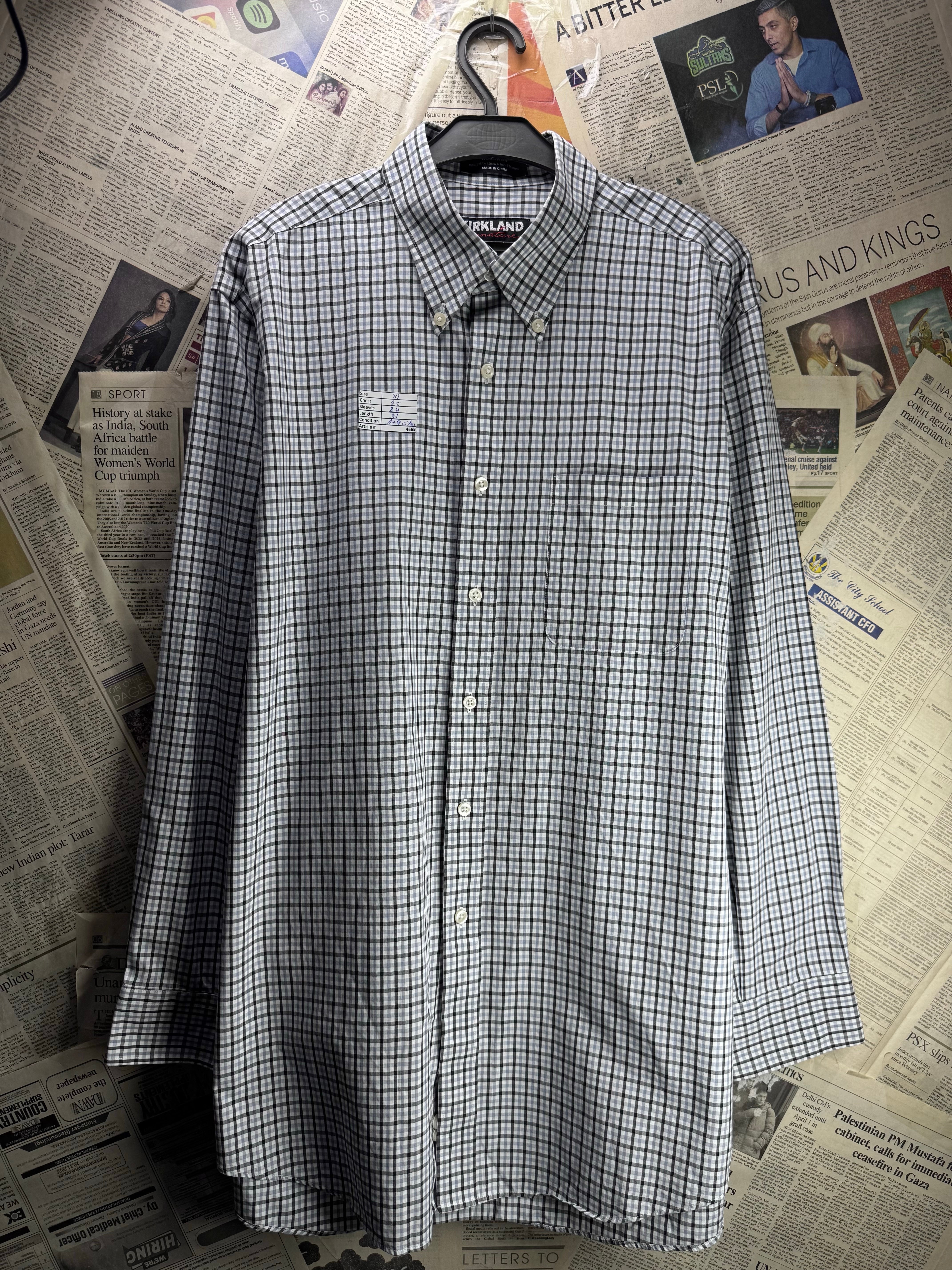 Kirkland® XL | Chest: 25" | Check | Collar: 16.5" Shirt | Cotton | 4669 - Genuine Maal