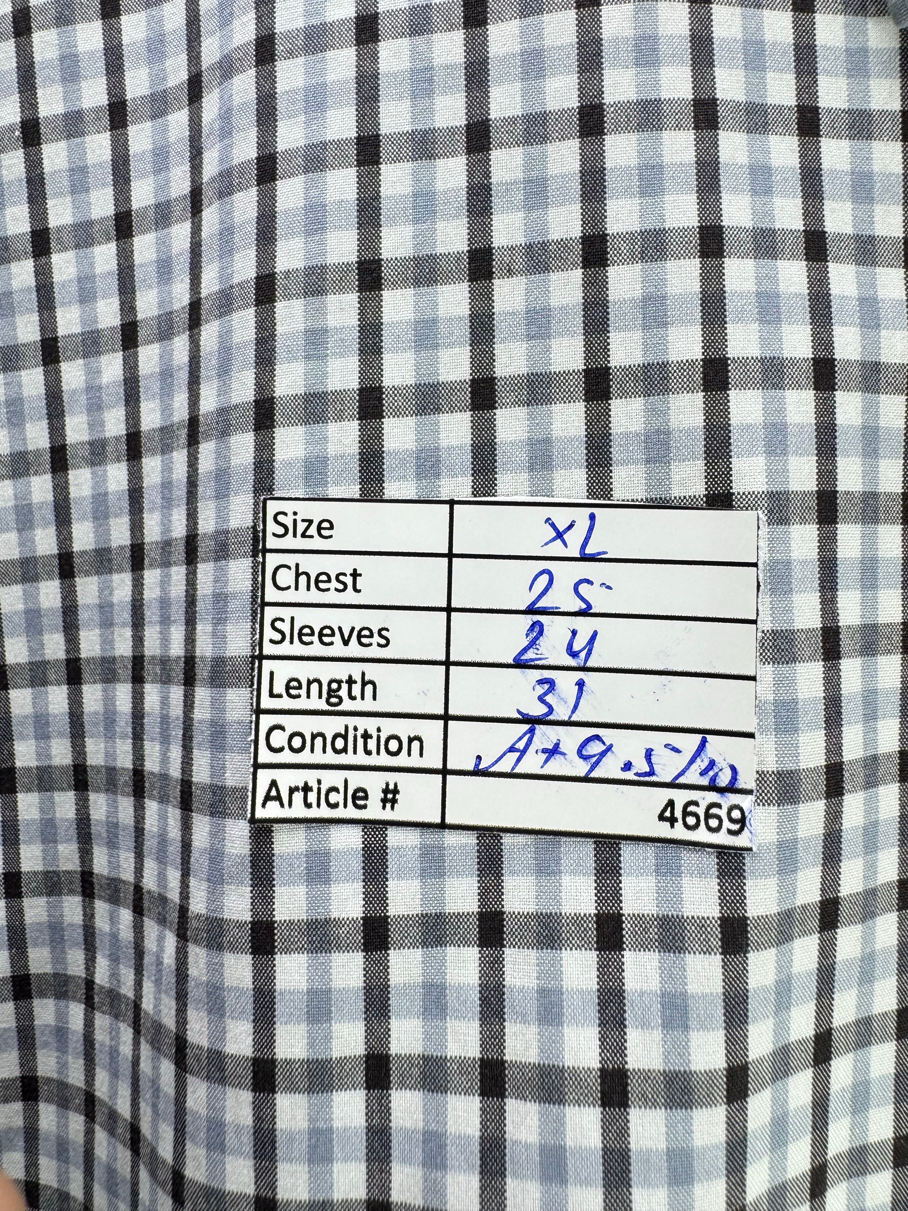 Kirkland® XL | Chest: 25" | Check | Collar: 16.5" Shirt | Cotton | 4669 - Genuine Maal