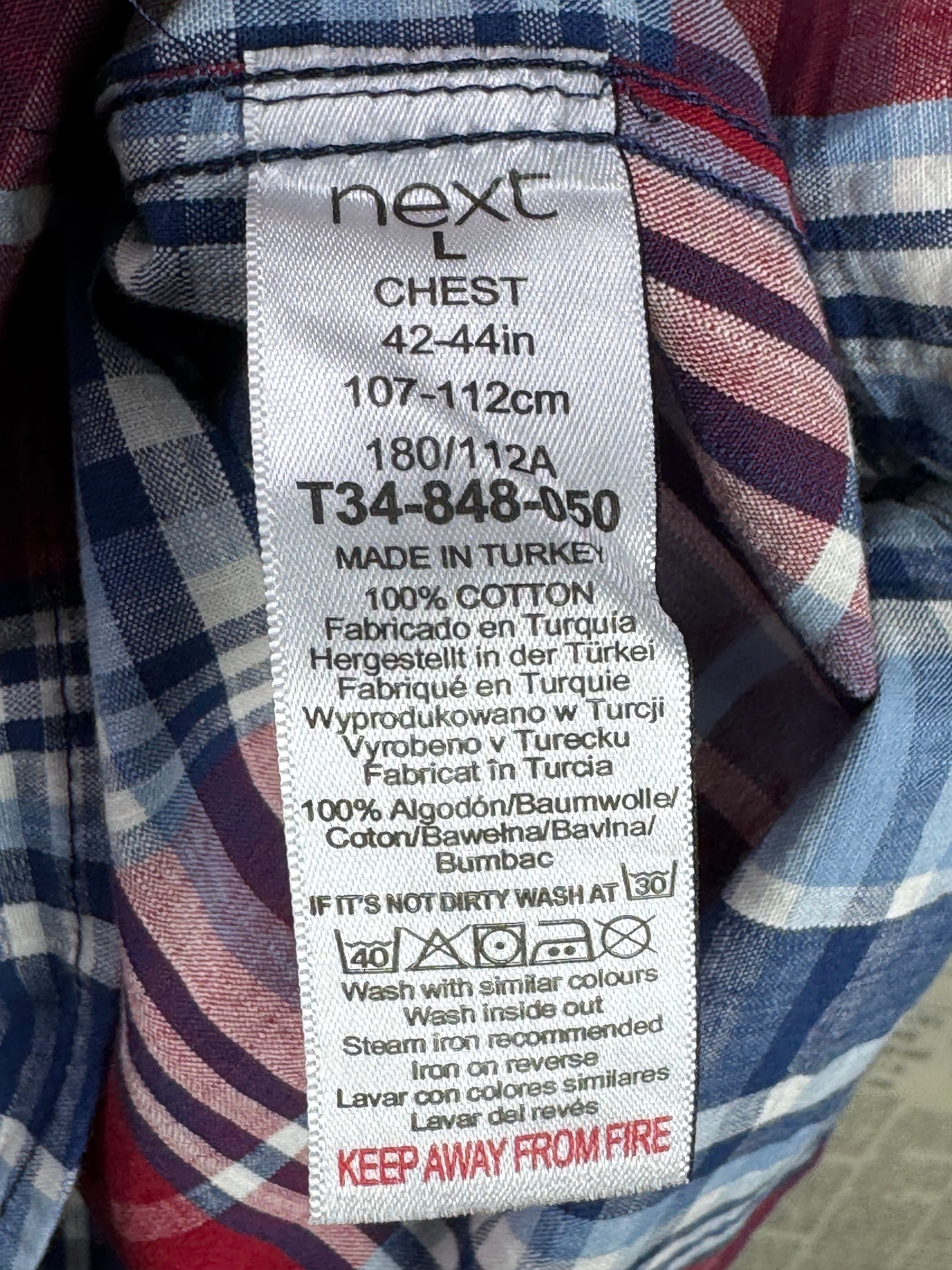 Next® Large | Chest: 24" | Plaid Check | Shirt | Cotton | 3709 - Genuine Maal