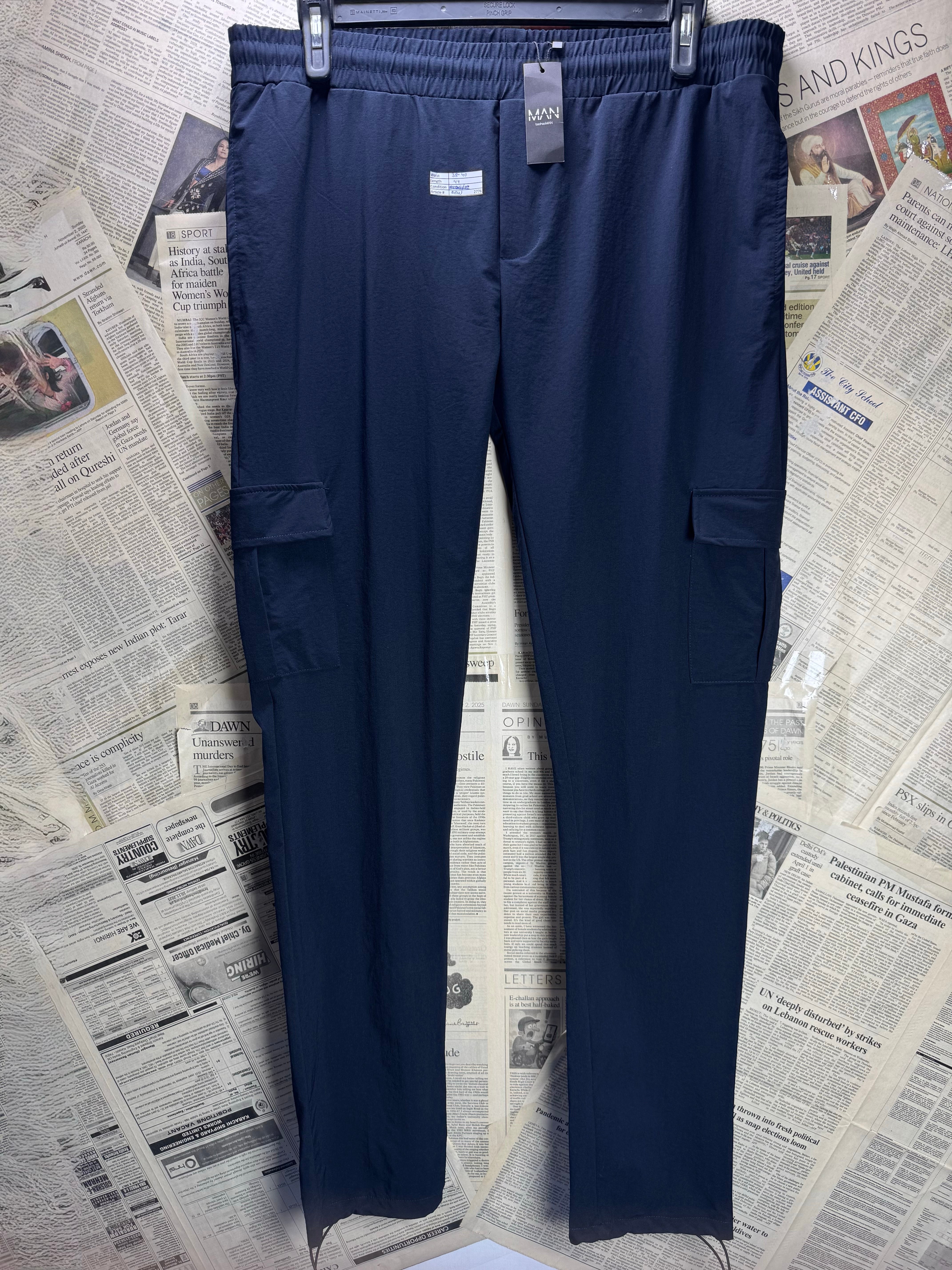 MAN® Waist: 38" to 40" | Black | Gym Cargo Trousers | Poly - Elastane | 2776 - Genuine Maal