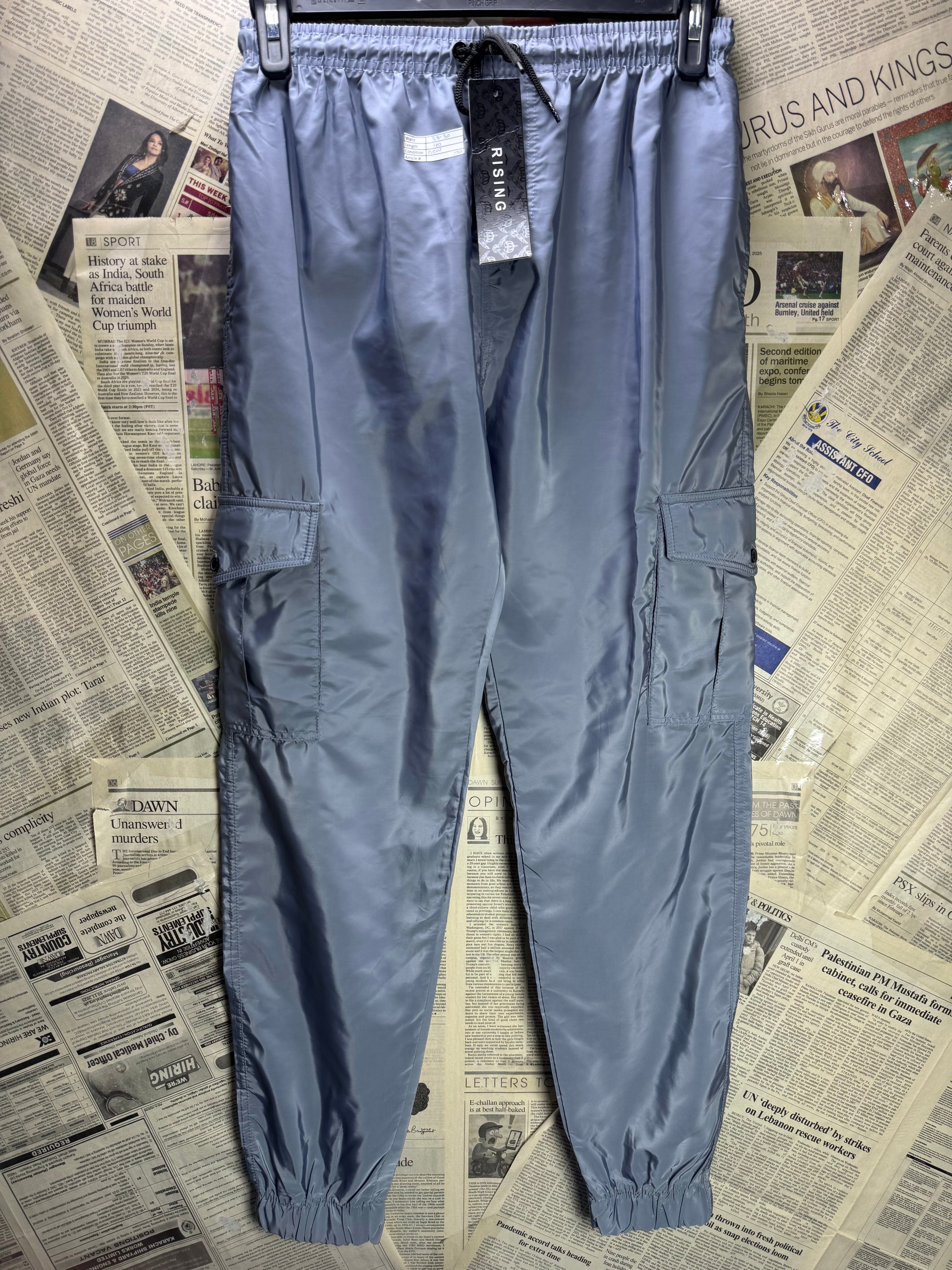 Rising® Waist: 28" to 30" | Silver | Cargo Trousers | Polyester | 2765 - Genuine Maal