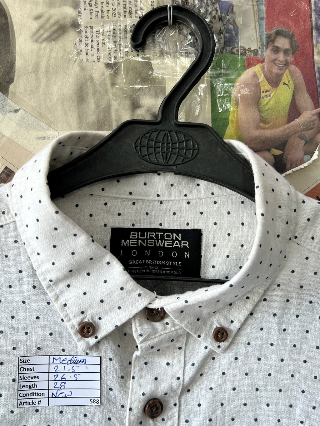 Burton® Medium | Chest: 21.5 | White | Shirt | Linen - Cotton blend | 588 - Genuine Maal