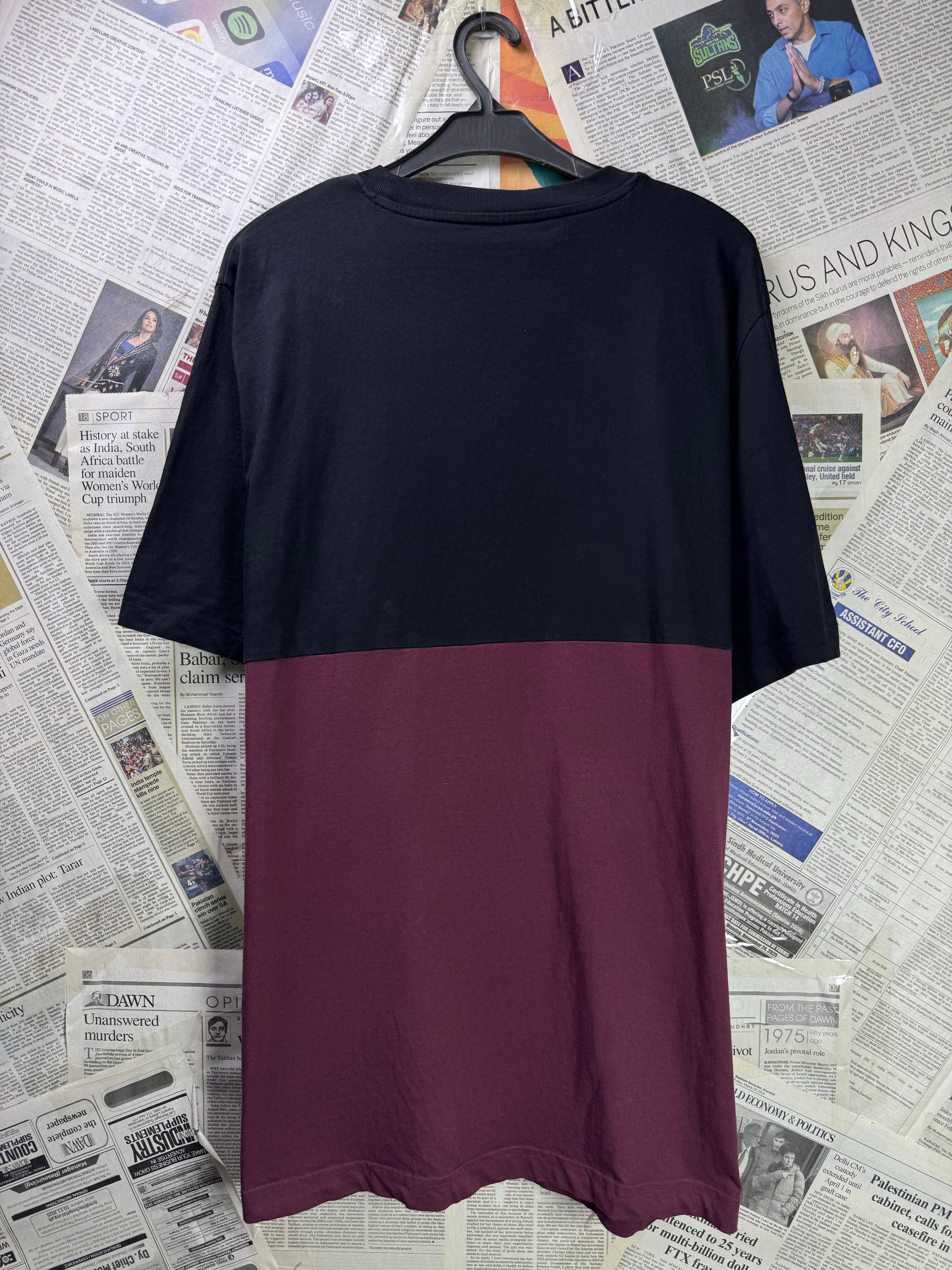 P*ma® XL | Chest: 25" | Black & Maroon | T-Shirt | Cotton - Poly | 3692 - Genuine Maal