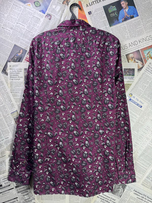 Ted Baker® Medium | Chest: 22" | Burgundy Floral | Shirt | Cotton | 3716 - Genuine Maal