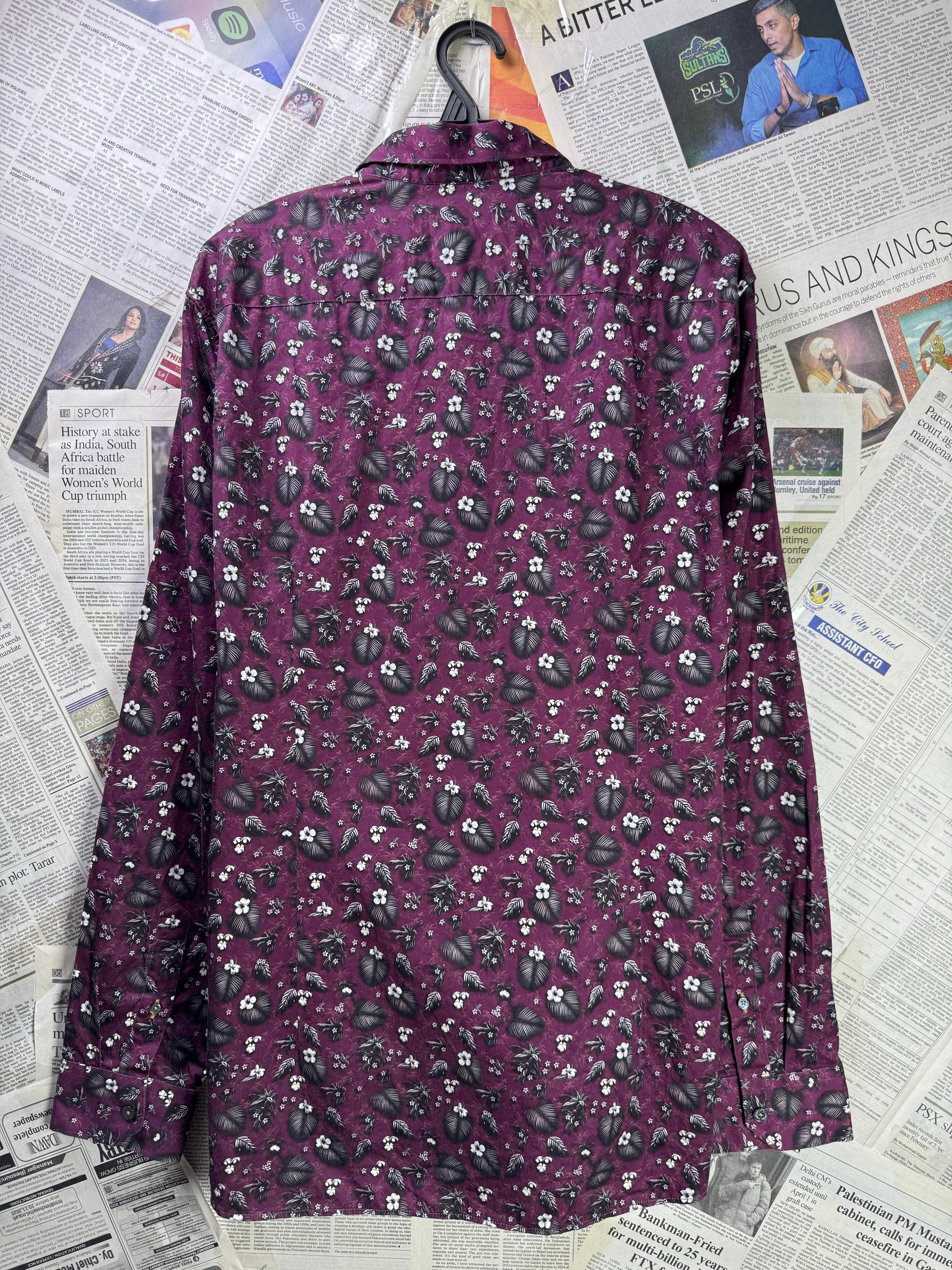 Ted Baker® Medium | Chest: 22" | Burgundy Floral | Shirt | Cotton | 3716 - Genuine Maal