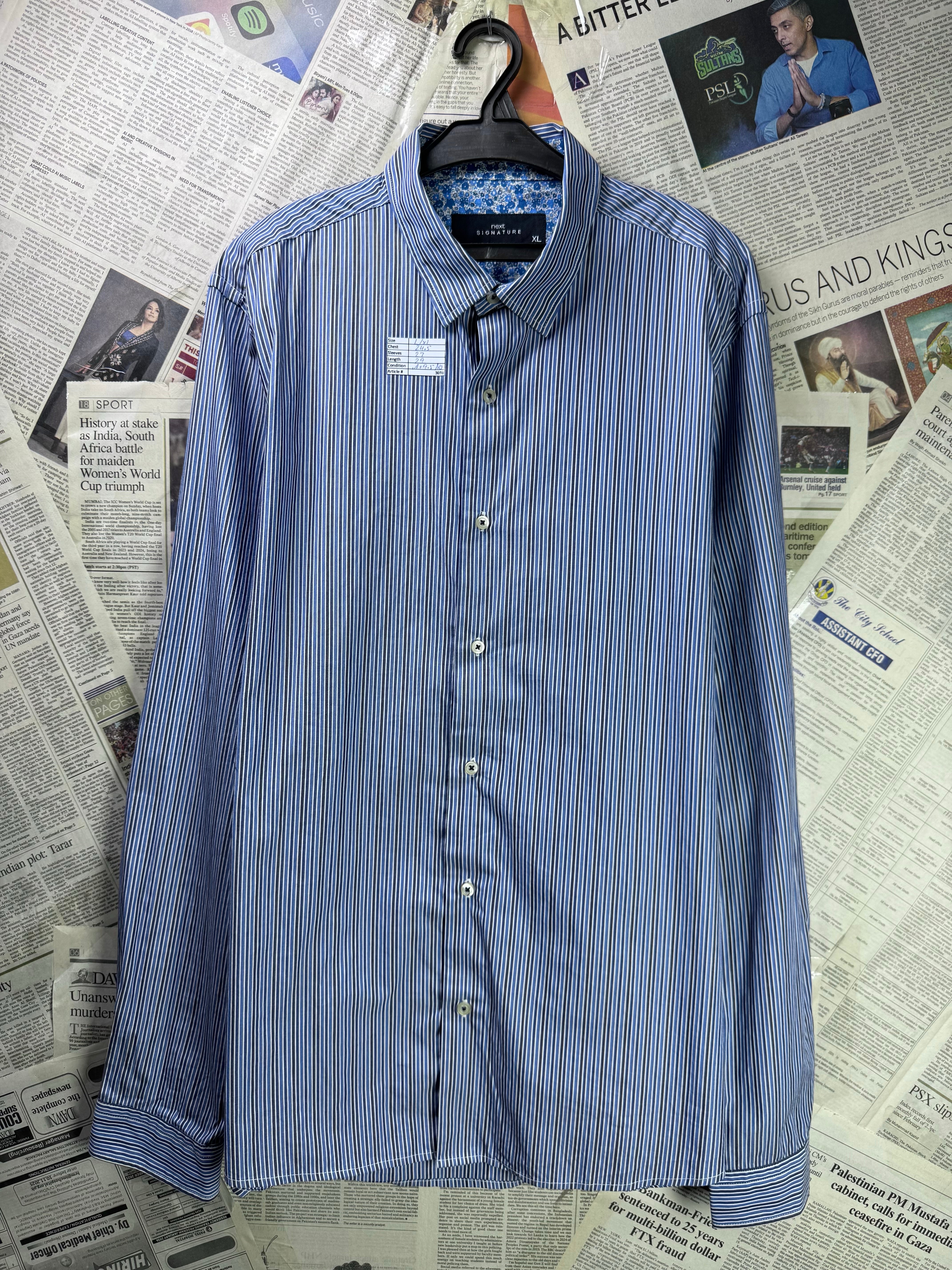 Next® L/XL | Chest: 24.5" | Blue Stripe | Shirt | Cotton | 3698 - Genuine Maal