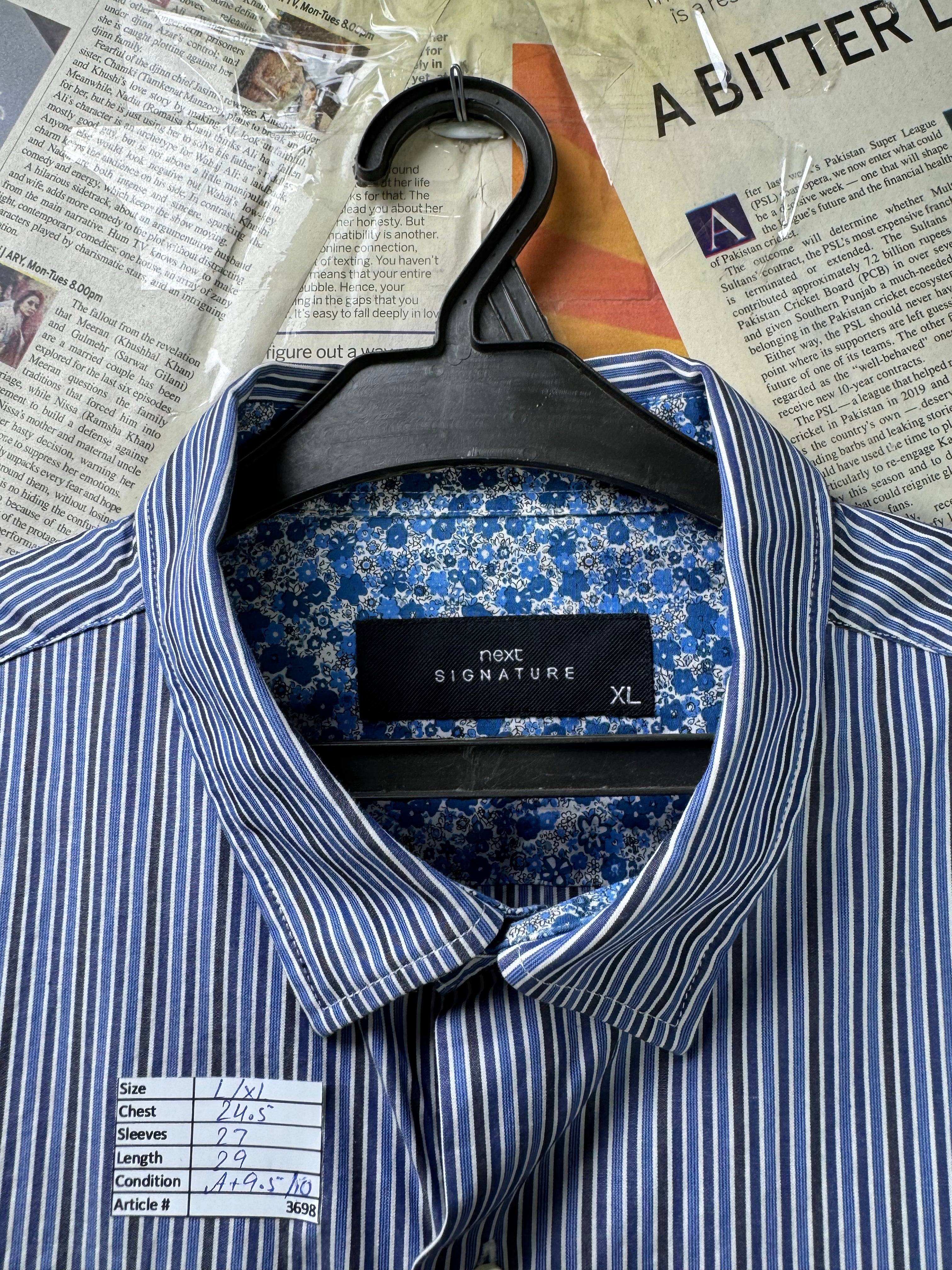 Next® L/XL | Chest: 24.5" | Blue Stripe | Shirt | Cotton | 3698 - Genuine Maal
