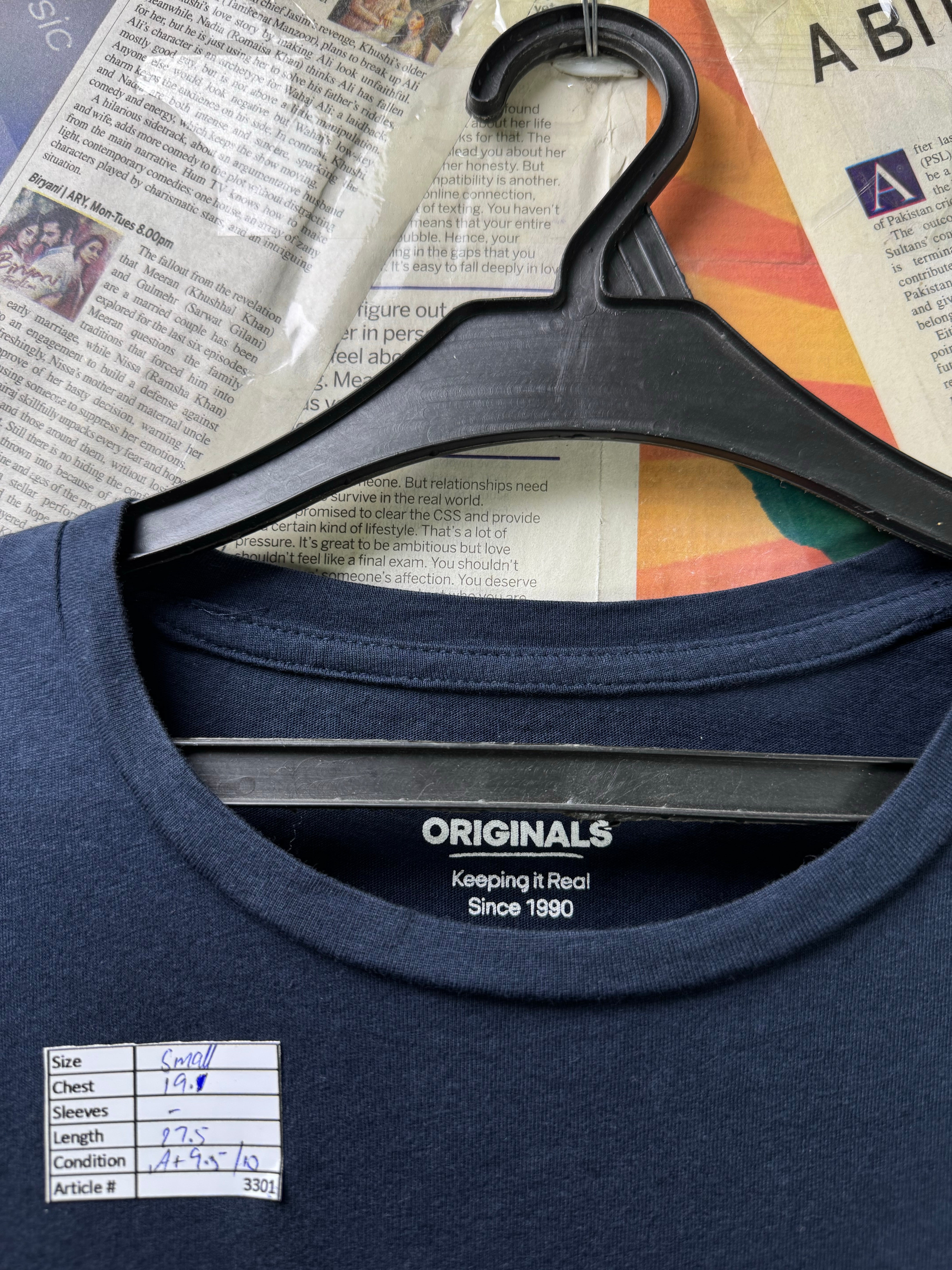 Originals® Small | Chest: 19" | Space Blue | T-Shirt | Cotton | 3301 - Genuine Maal