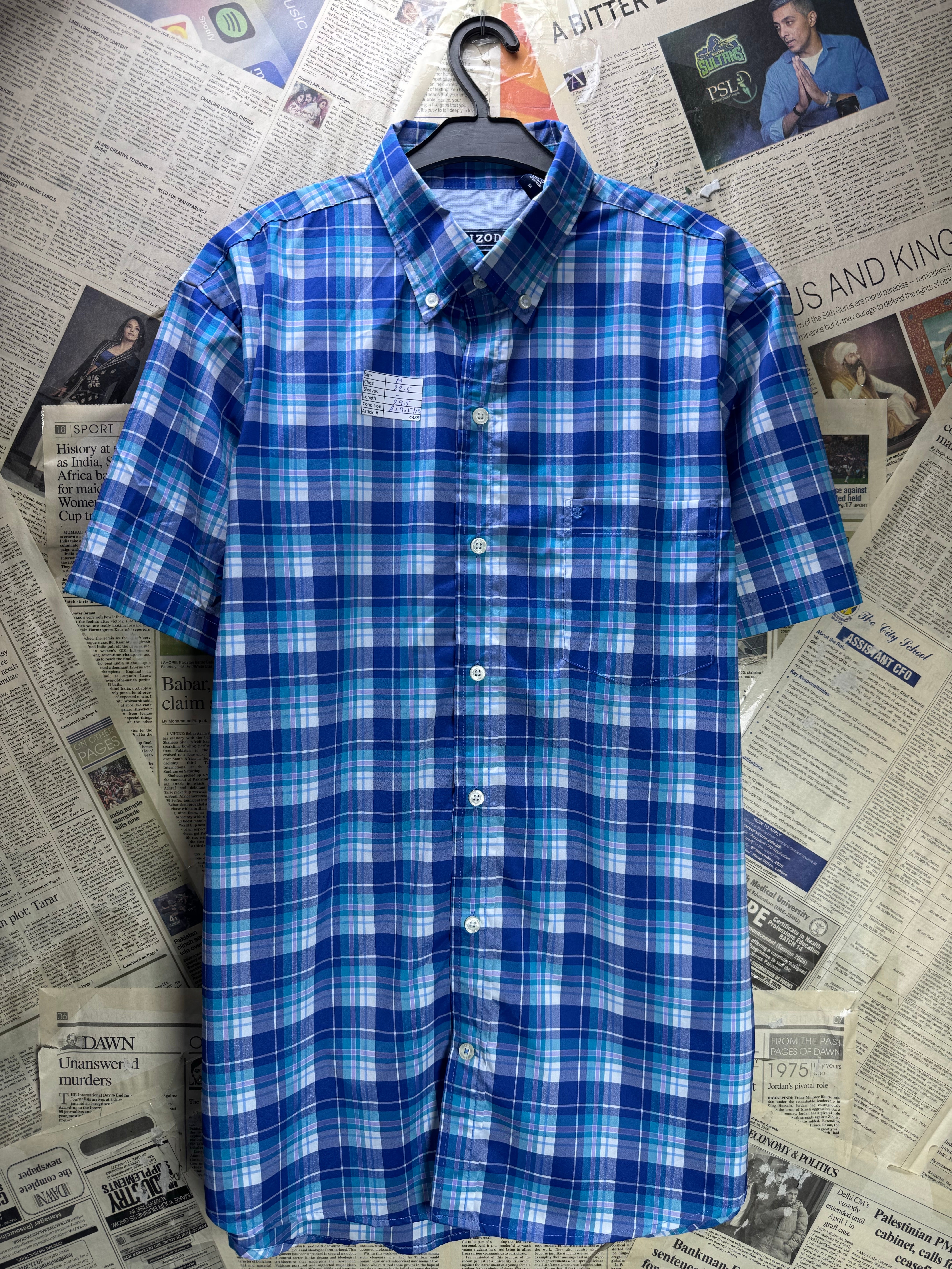 IZOD® Medium | Chest: 22.5" | Blue Check | Shirts | Poly - Elastane | 4489 - Genuine Maal