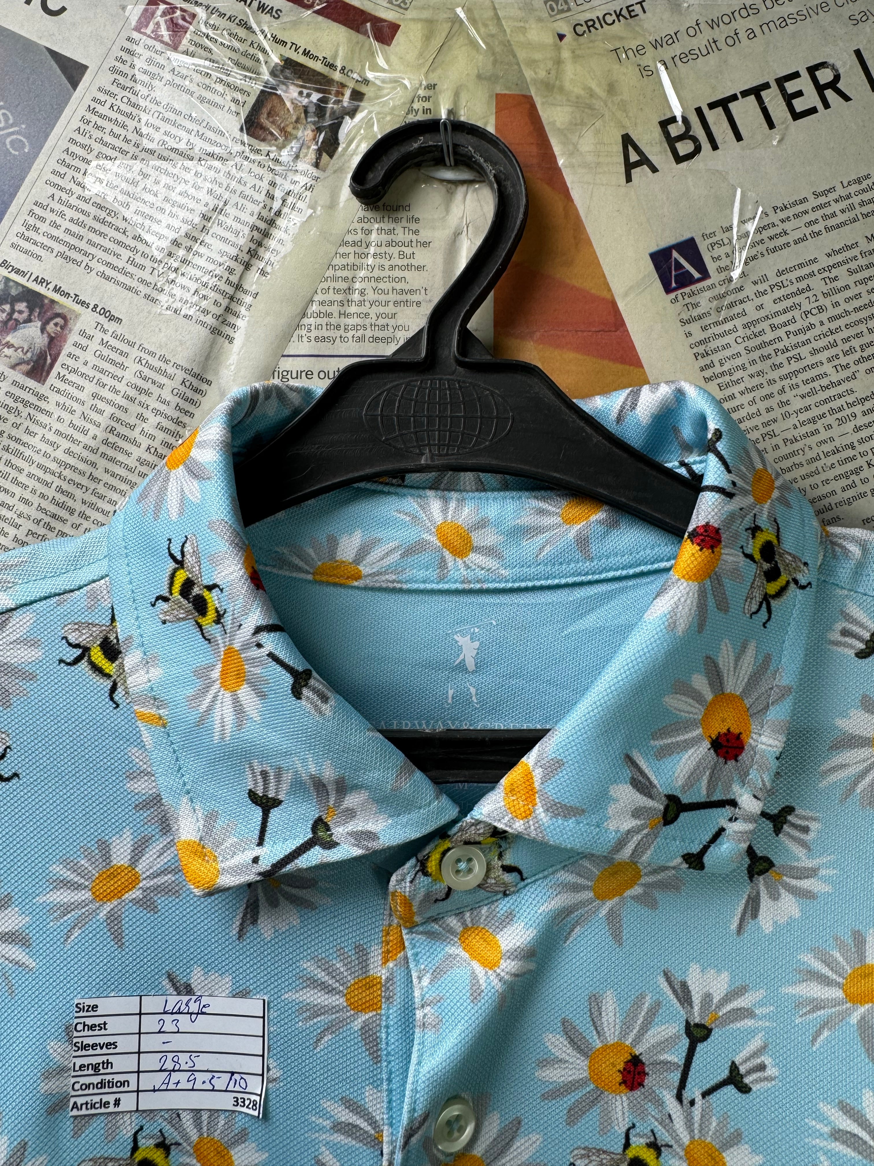 Fairway & Greene® Large | Chest: 23" | Light Blue with Floral Pattern | Golf Polo | Poly | 3328 - Genuine Maal