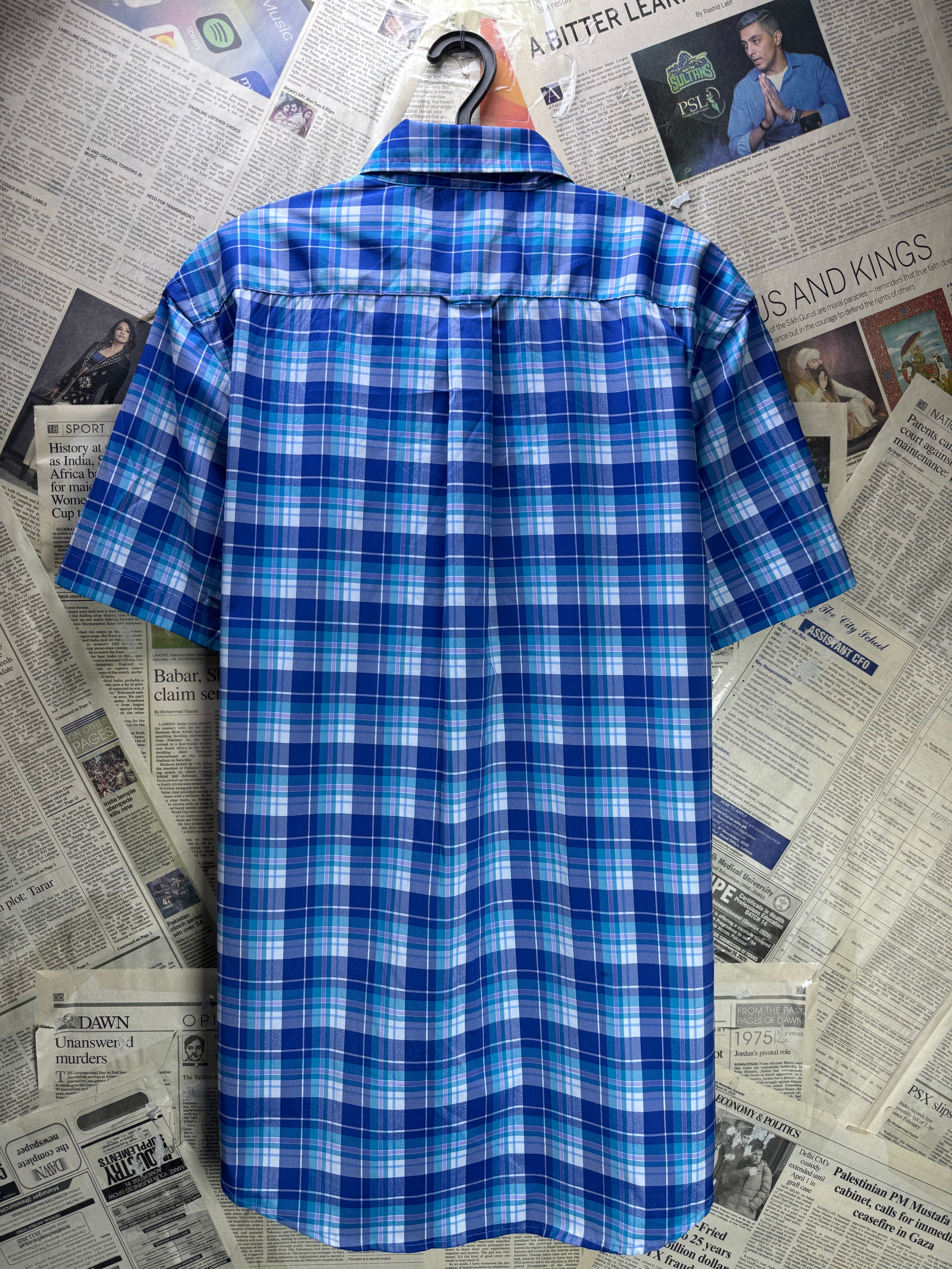 IZOD® Medium | Chest: 22.5" | Blue Check | Shirts | Poly - Elastane | 4489 - Genuine Maal
