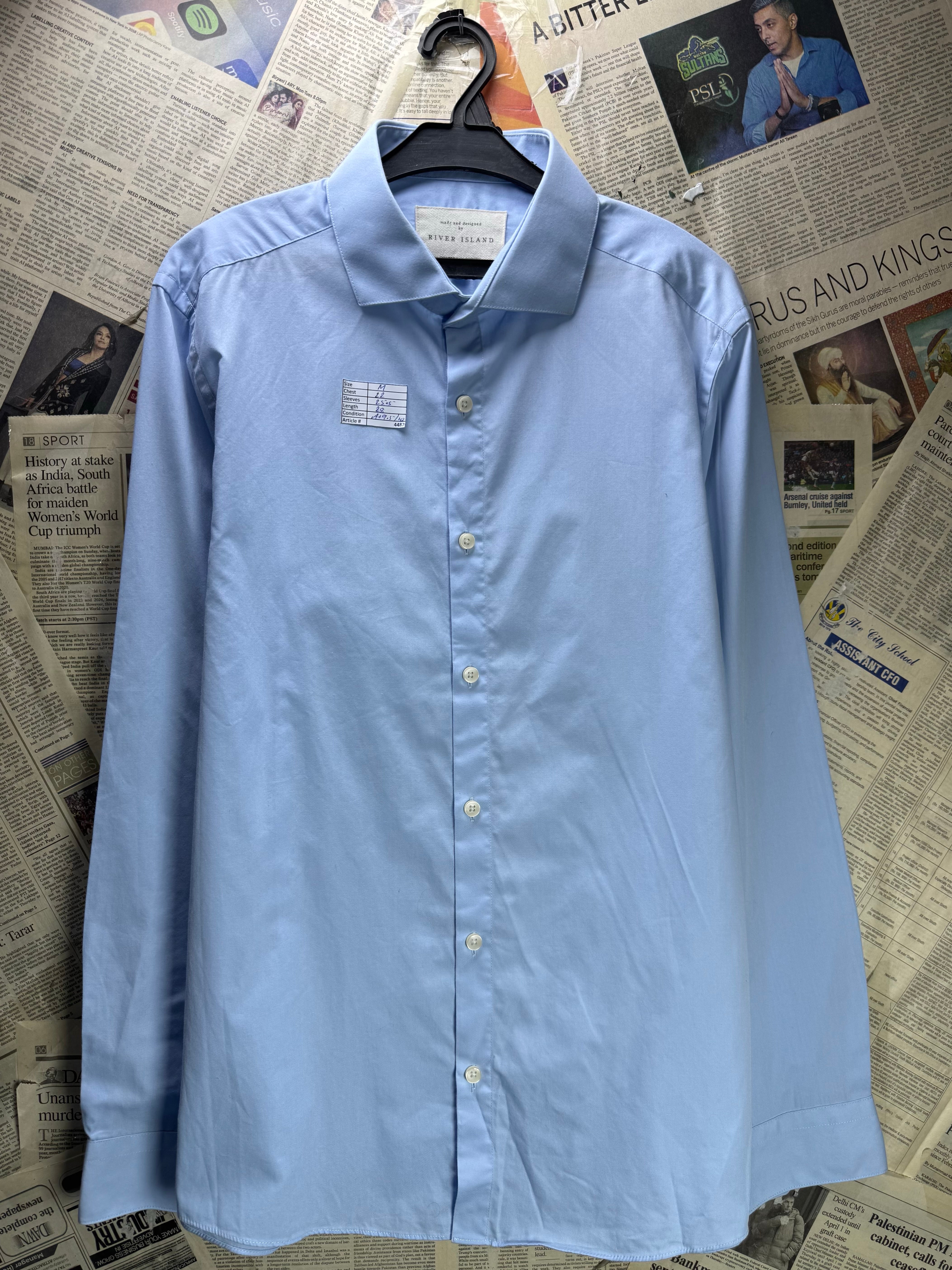 River Island® Medium | Chest: 22" | Blue | Shirts | Poly - Cotton | 4487 - Genuine Maal