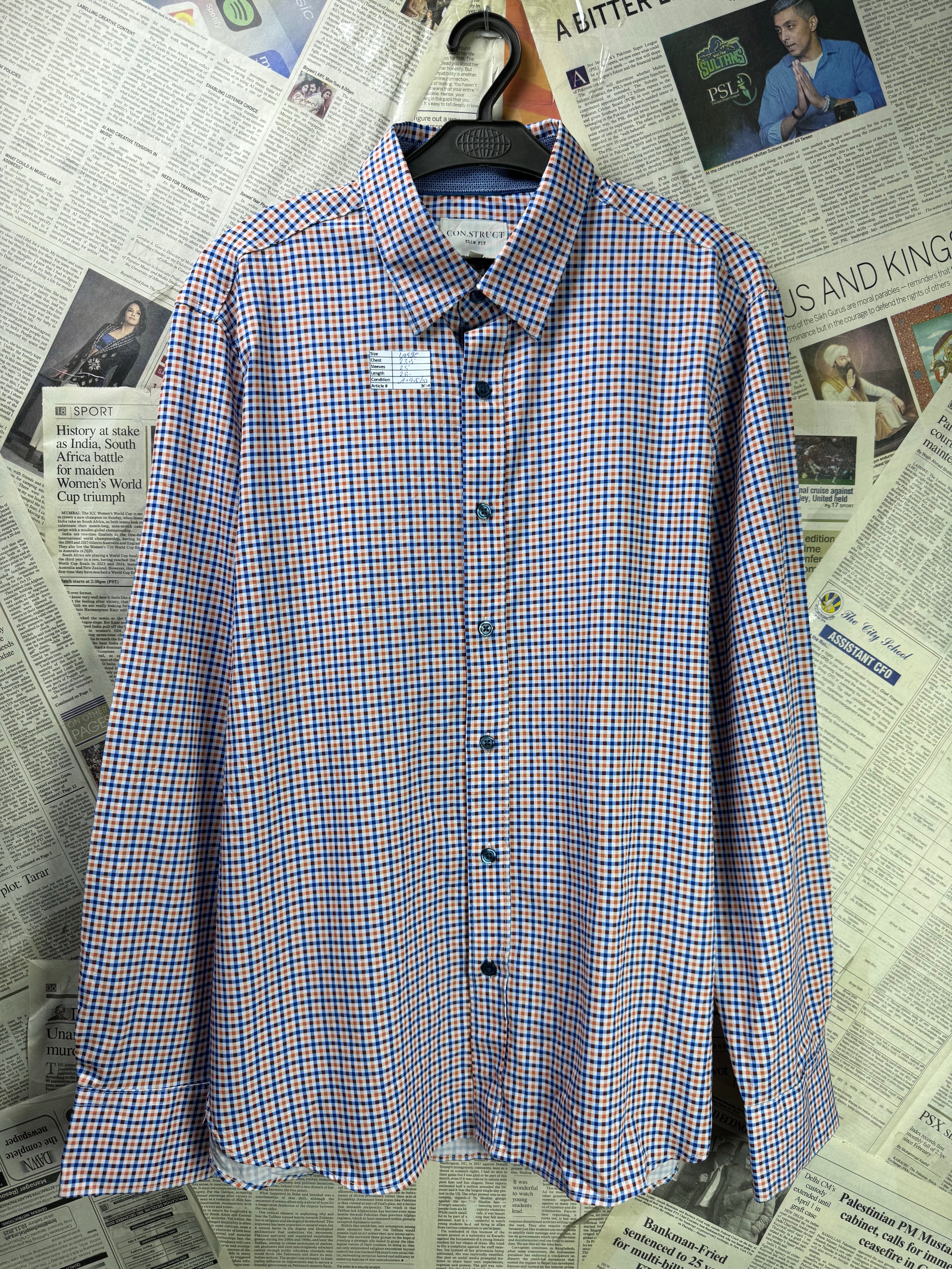 Construct® Large | Chest: 23.5" | Multicolor Check | Shirt | Poly - Spandex | 3694 - Genuine Maal