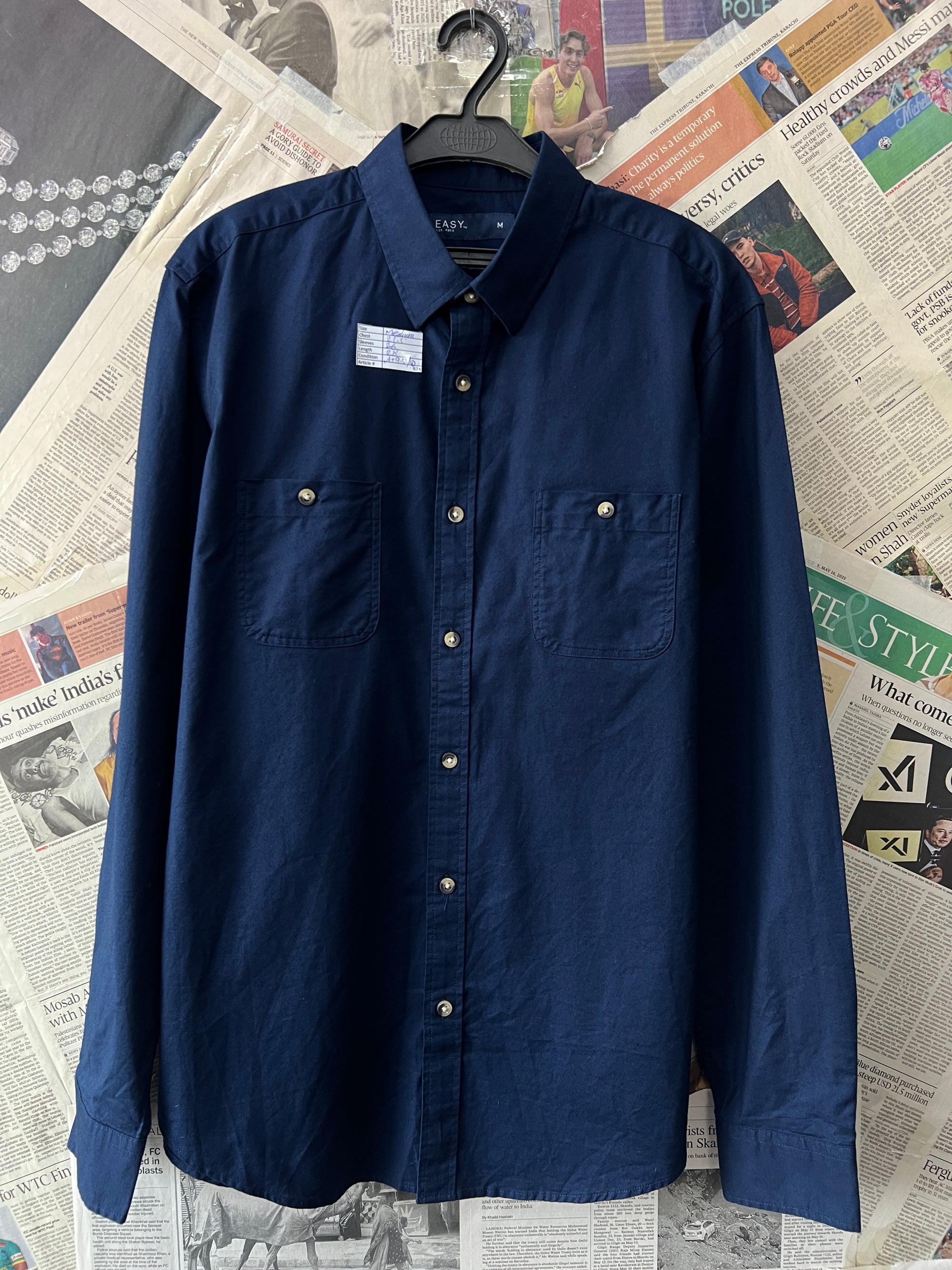 Easy® Medium | Chest: 21.5 | Navy Blue | Shirt | 624 - Genuine Maal