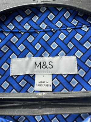 M&S® Large | Chest: 23" | Blue | Camp Shirt | Polyester | 4648 - Genuine Maal