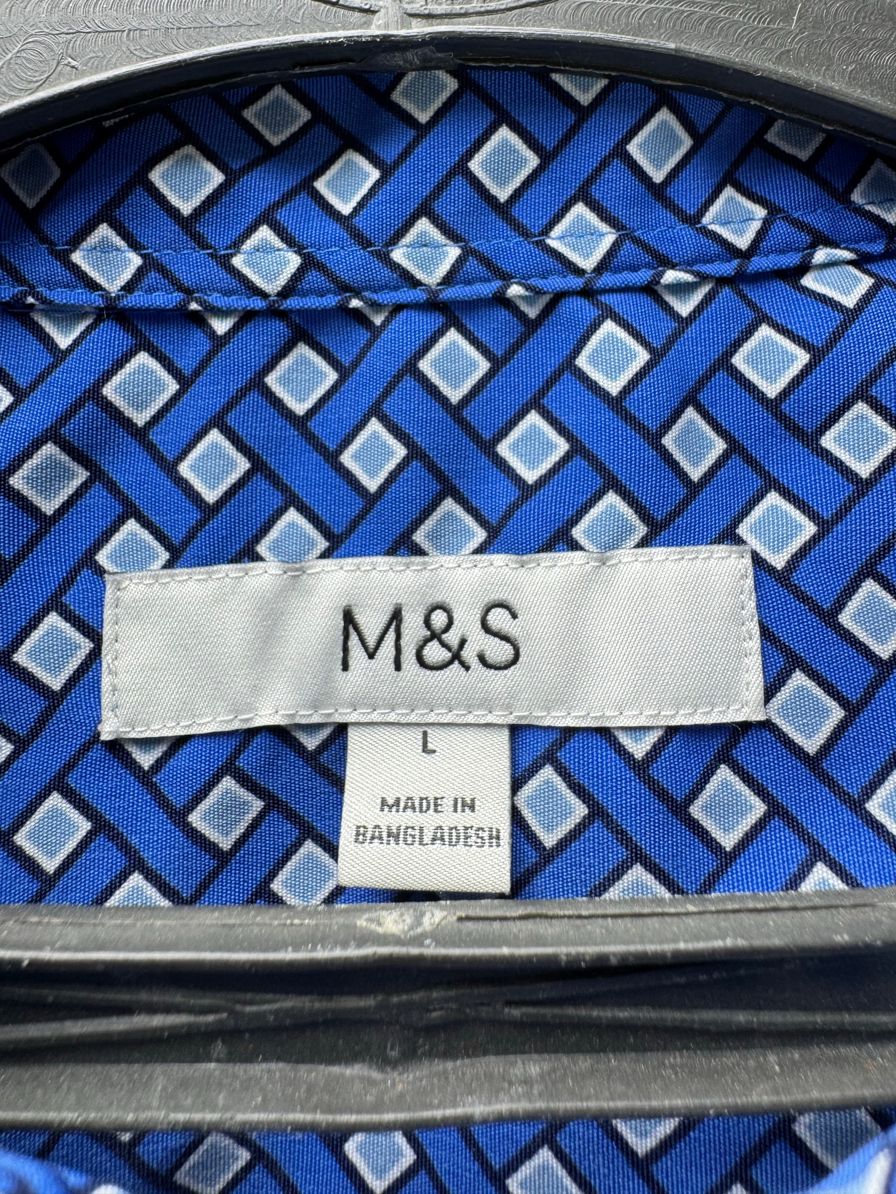 M&S® Large | Chest: 23" | Blue | Camp Shirt | Polyester | 4648 - Genuine Maal