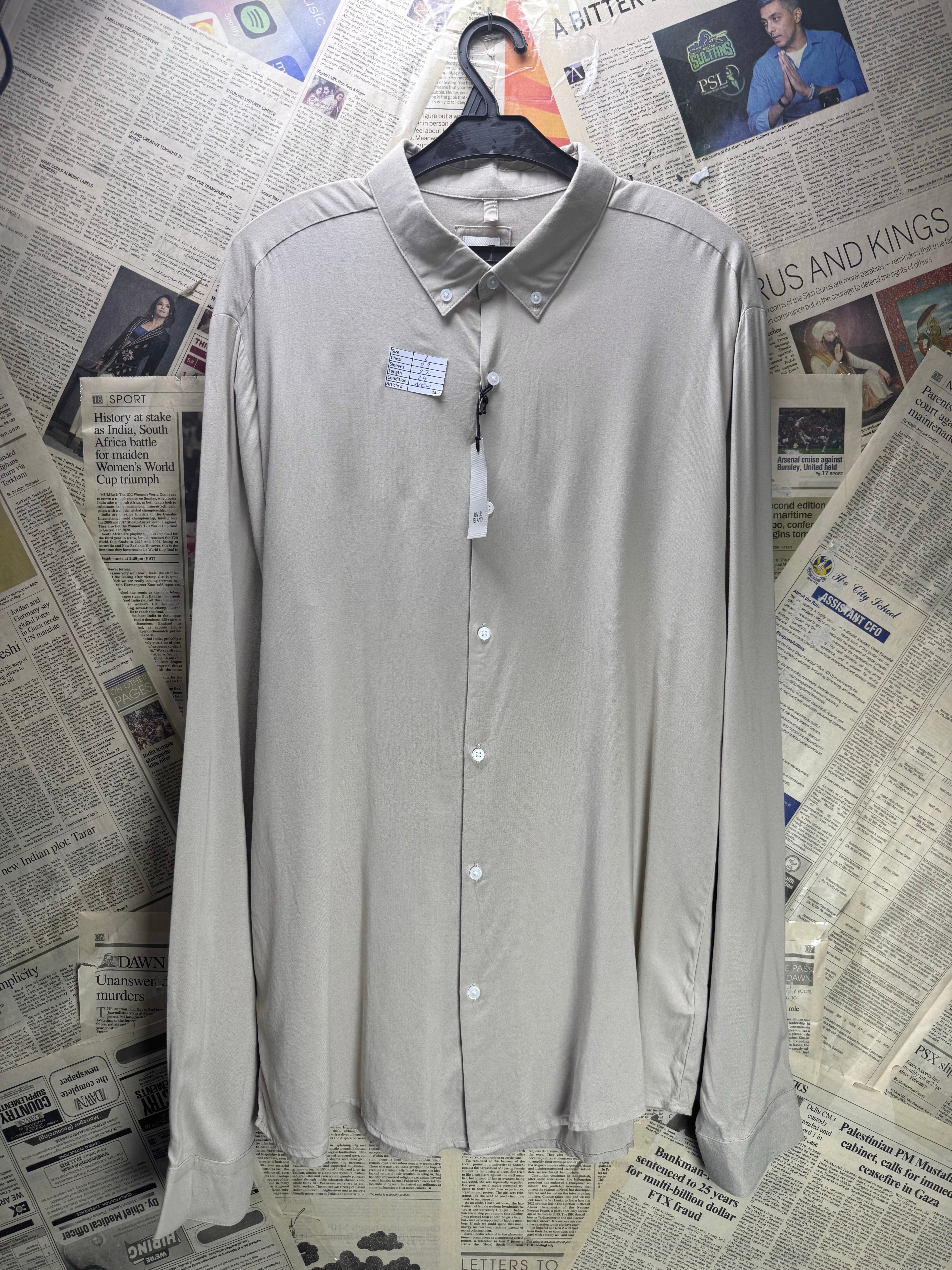 River Island® Large | Chest: 23" | Khaki | Shirt | Viscose | 4486 - Genuine Maal