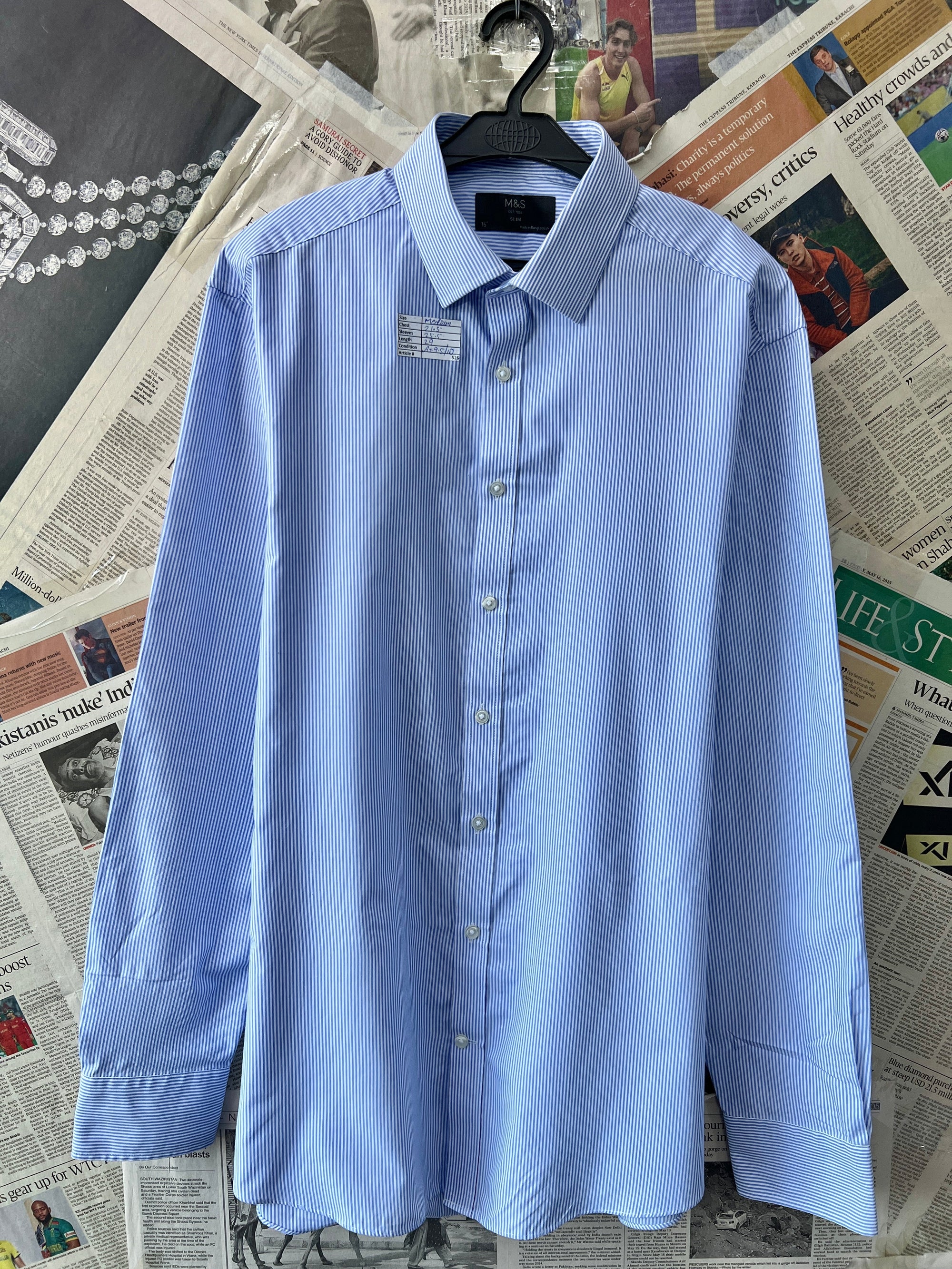 M&S® Medium | Chest: 21.5 | Striped | Shirt | 526 - Genuine Maal