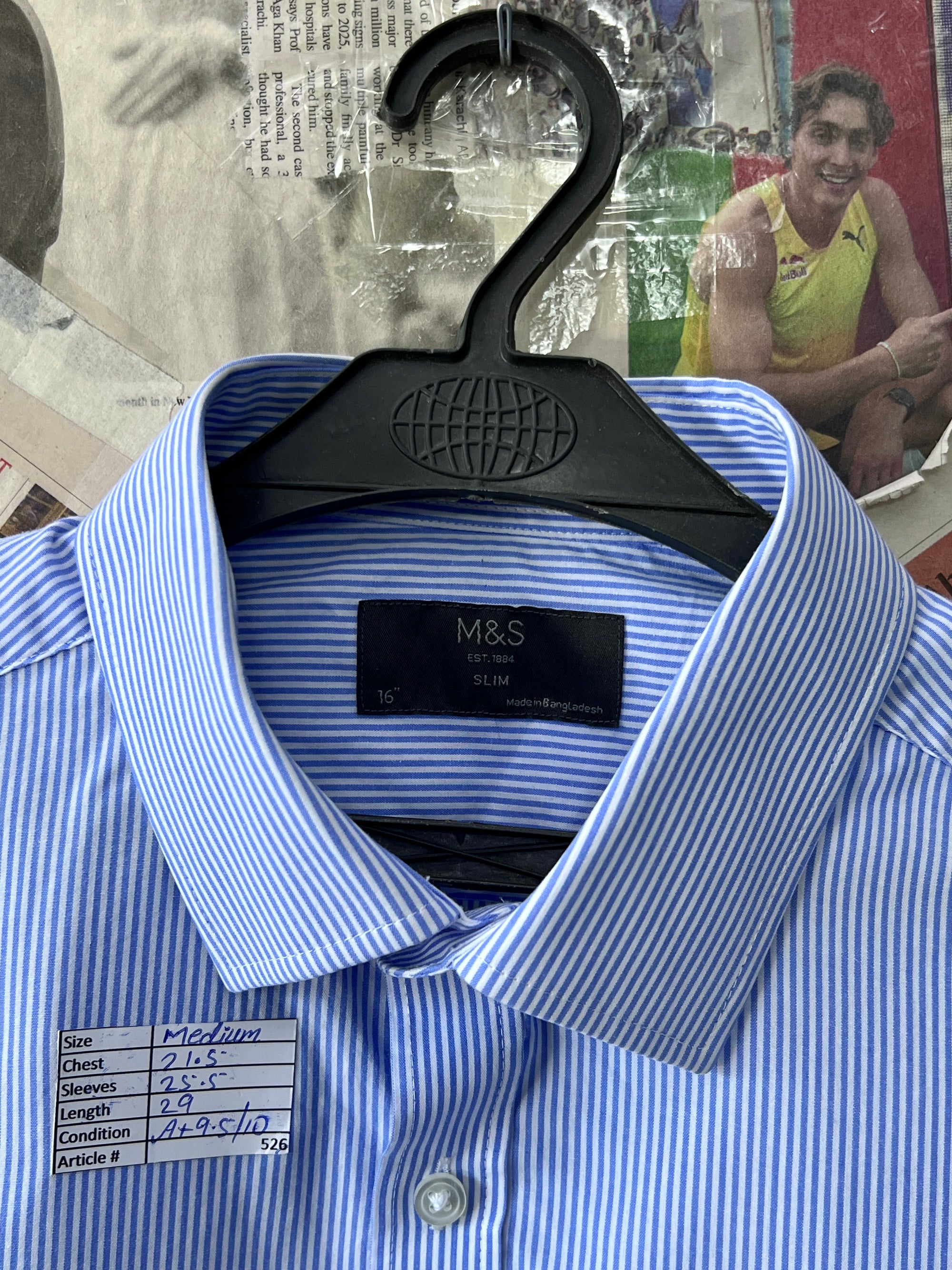 M&S® Medium | Chest: 21.5 | Striped | Shirt | 526 - Genuine Maal