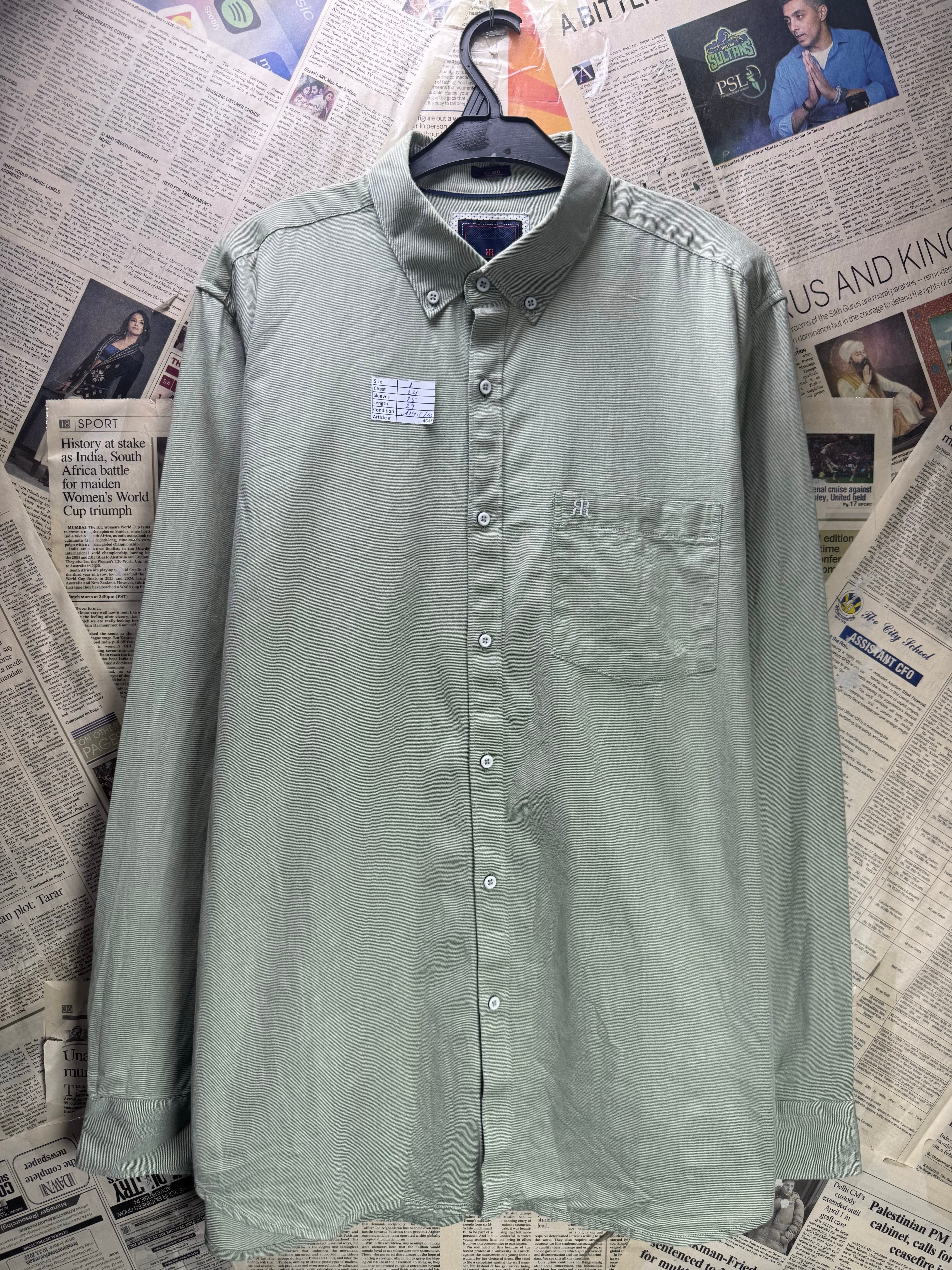 Raymond® Large | Chest: 24" | Green | Regular Fit Shirt | 4647 - Genuine Maal
