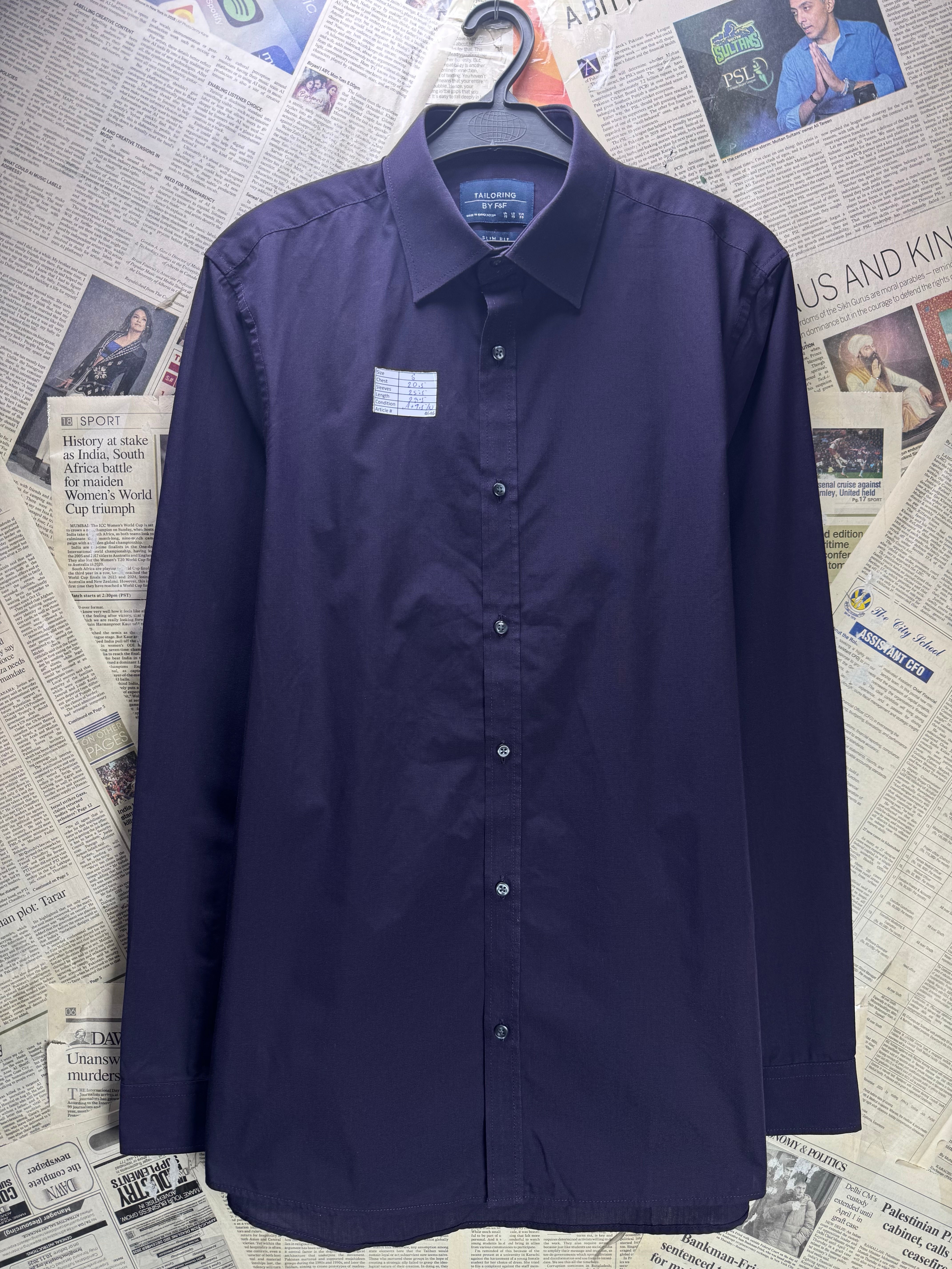 F&F® Small | Chest: 20.5" | Black | Collar: 15" Slim Fit Shirt | Poly - Cotton | 4646 - Genuine Maal