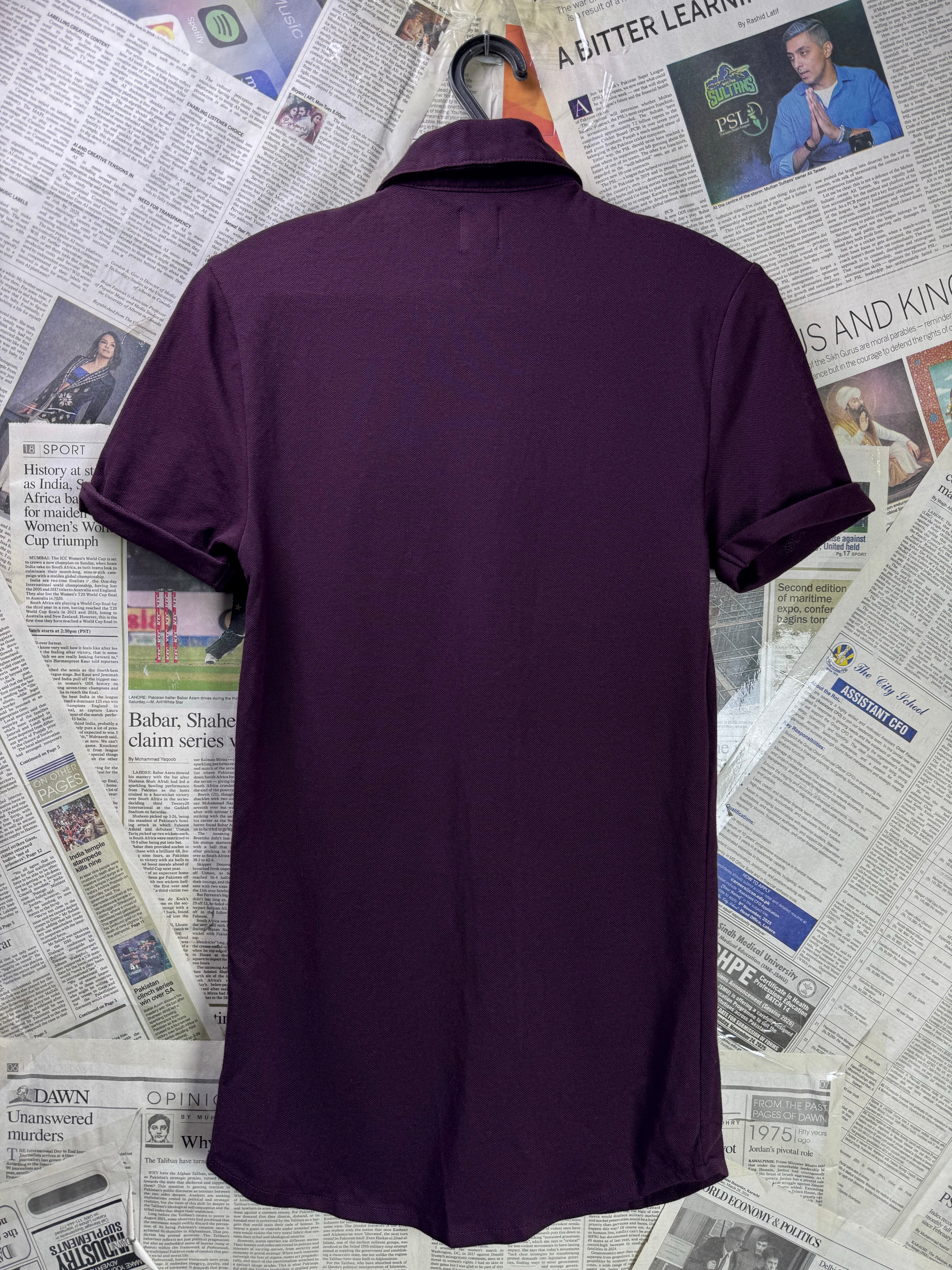River Island® XXS | Chest: 15.5" | Wine | Shirt | Cotton - Elastane | 3703 - Genuine Maal