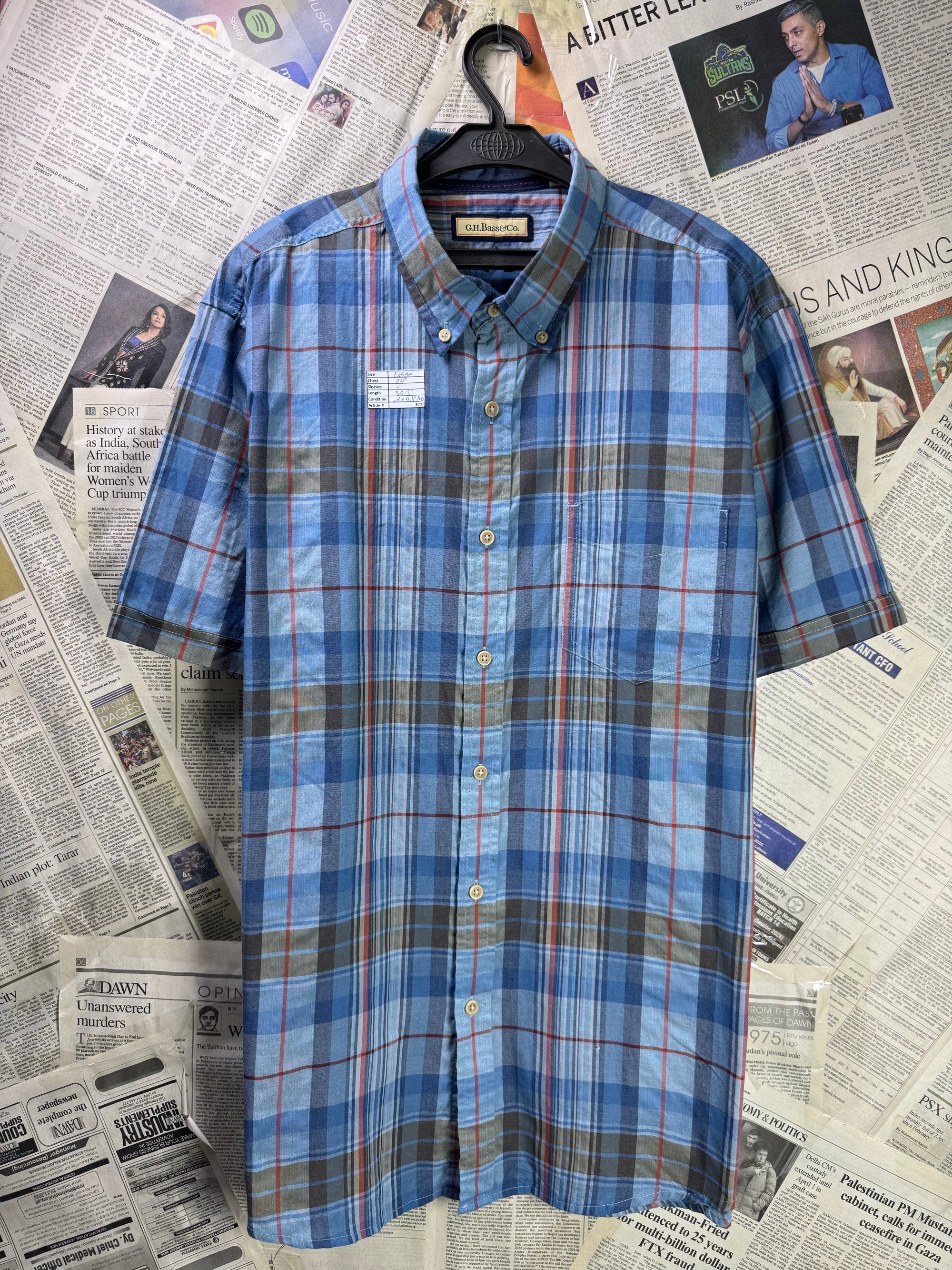 GH Bass&Co.® Large | Chest: 24" | Blue Plaid | Shirt | Cotton - Poly | 3701 - Genuine Maal