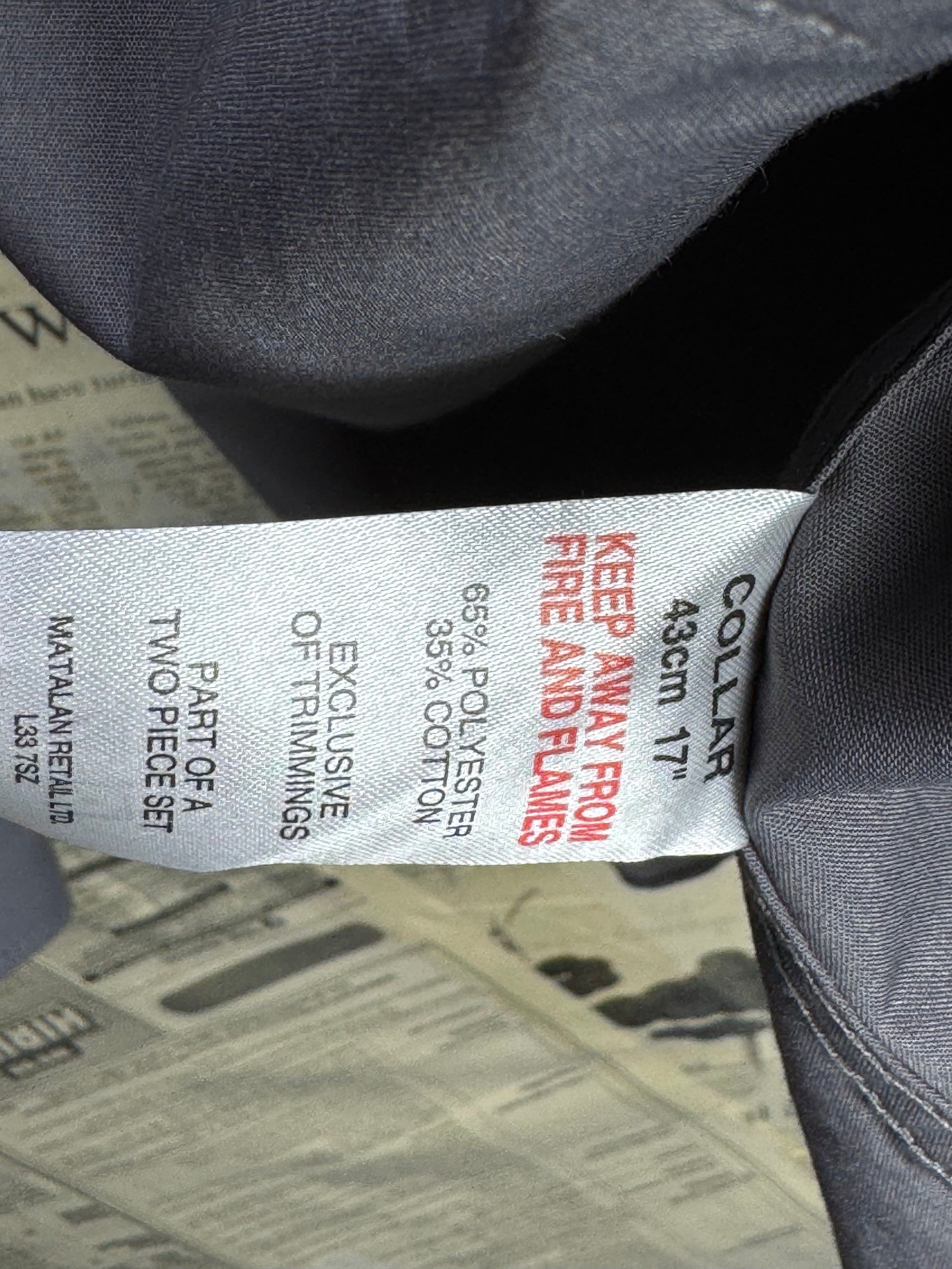 Taylor & Wright® XL | Chest: 25" | Grey | Collar: 17" Slim Fit Shirt | Poly - Cotton | 4650 - Genuine Maal