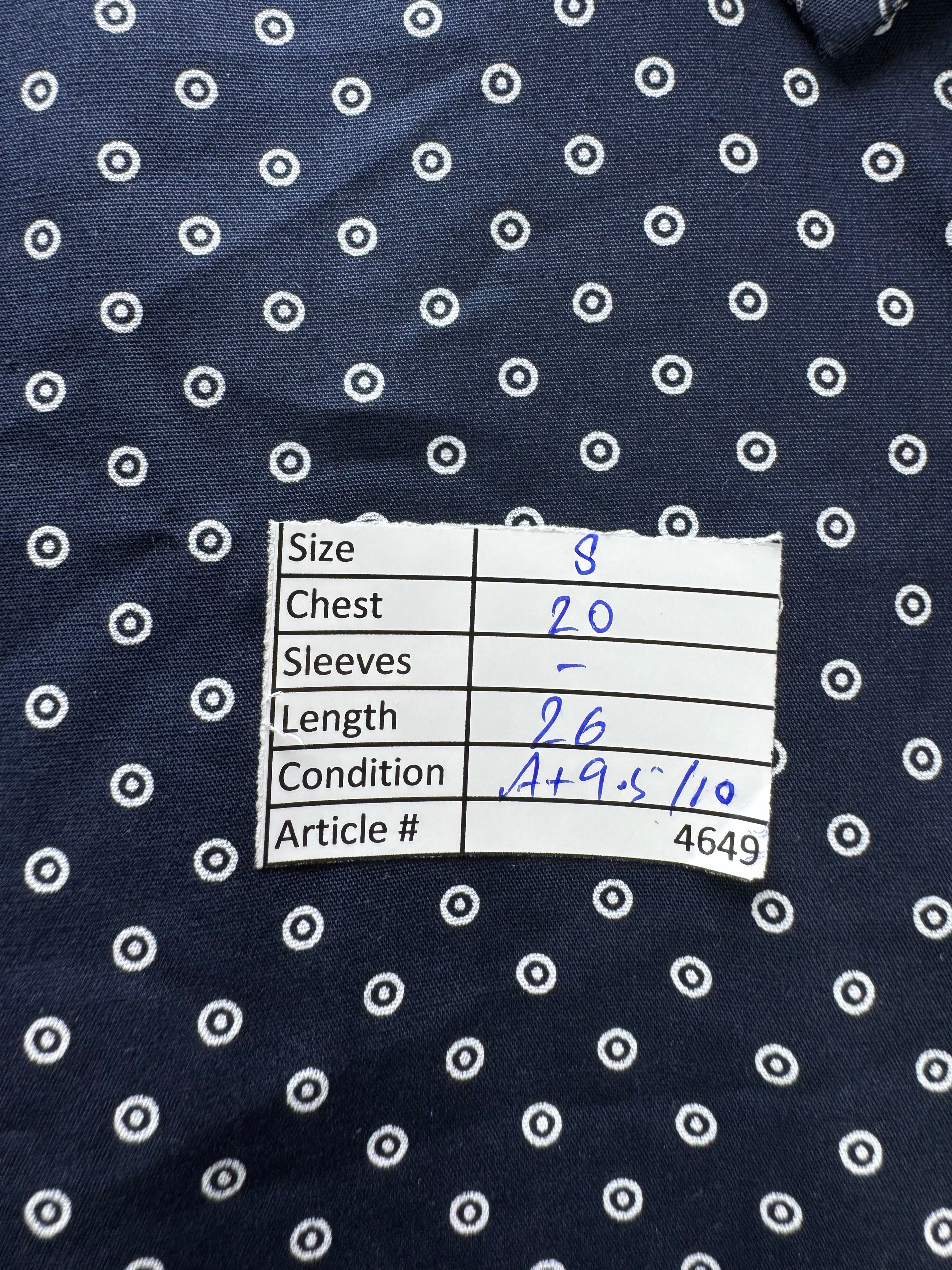 Burton® Small | Chest: 20" | Blue Polka Dots | Shirt | Poly - Cotton | 4649 - Genuine Maal