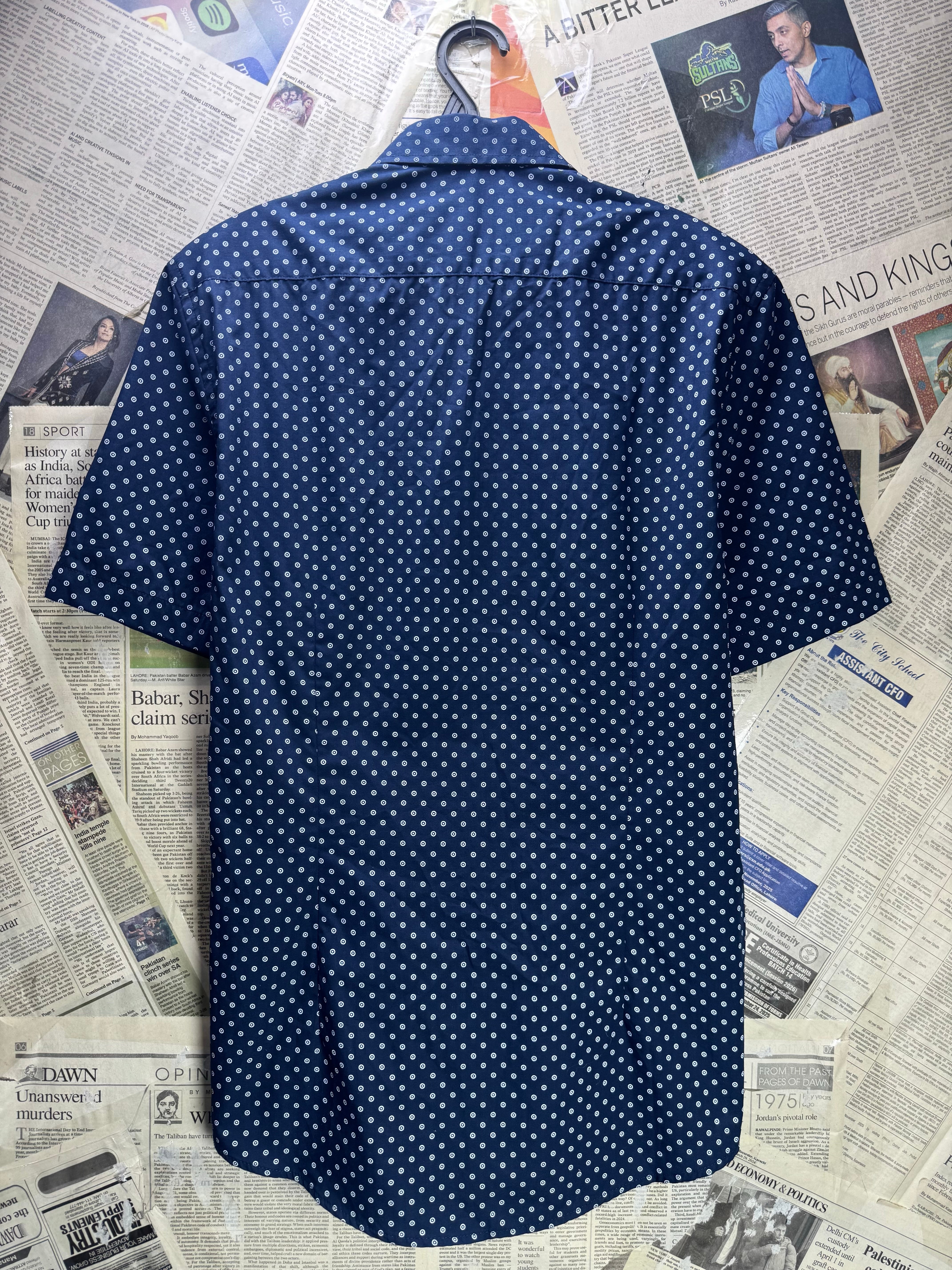 Burton® Small | Chest: 20" | Blue Polka Dots | Shirt | Poly - Cotton | 4649 - Genuine Maal
