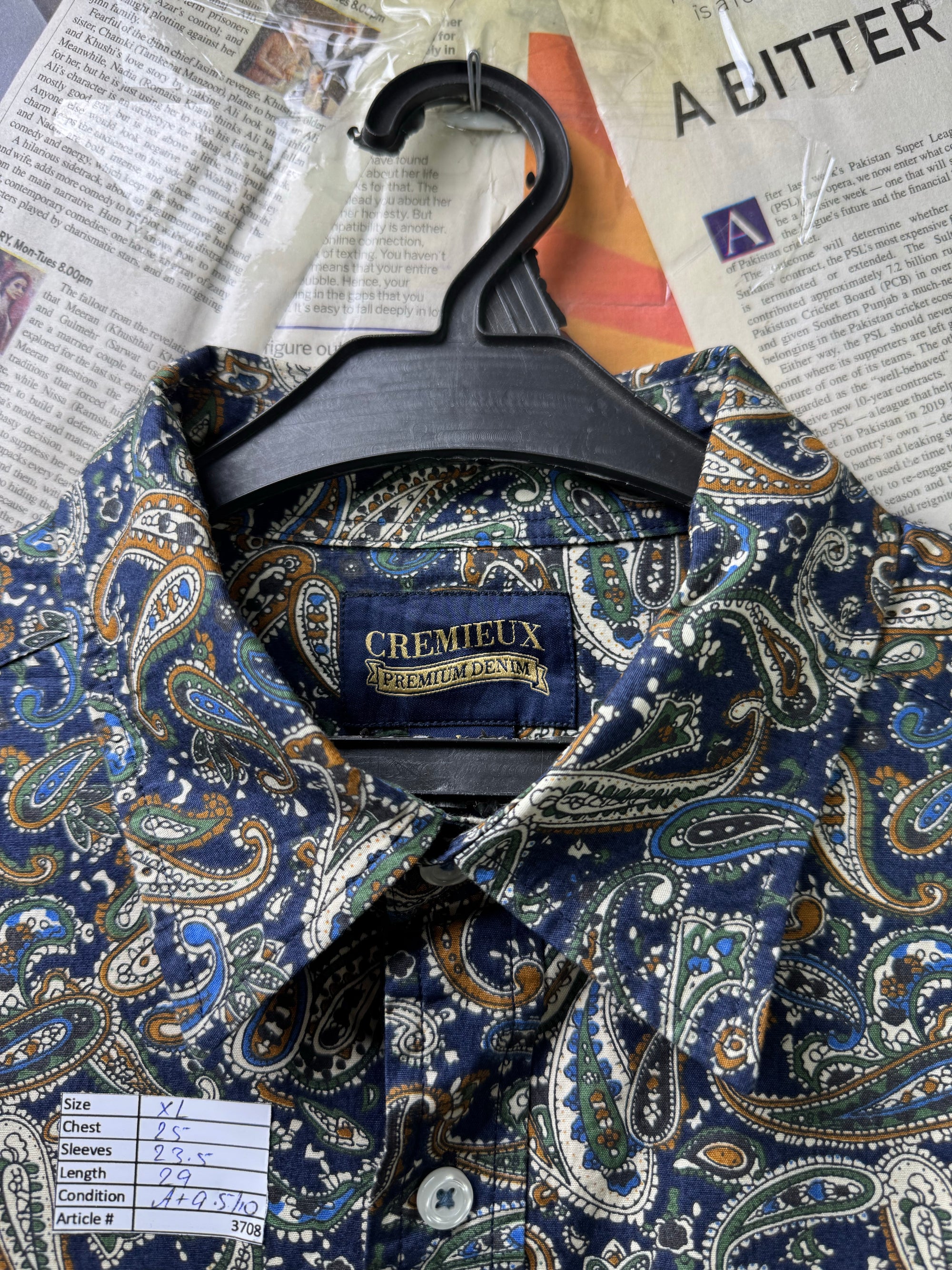 Cremieux® XL | Chest: 25" | Navy Blue with Pasley Print | Shirt | Cotton | 3708 - Genuine Maal