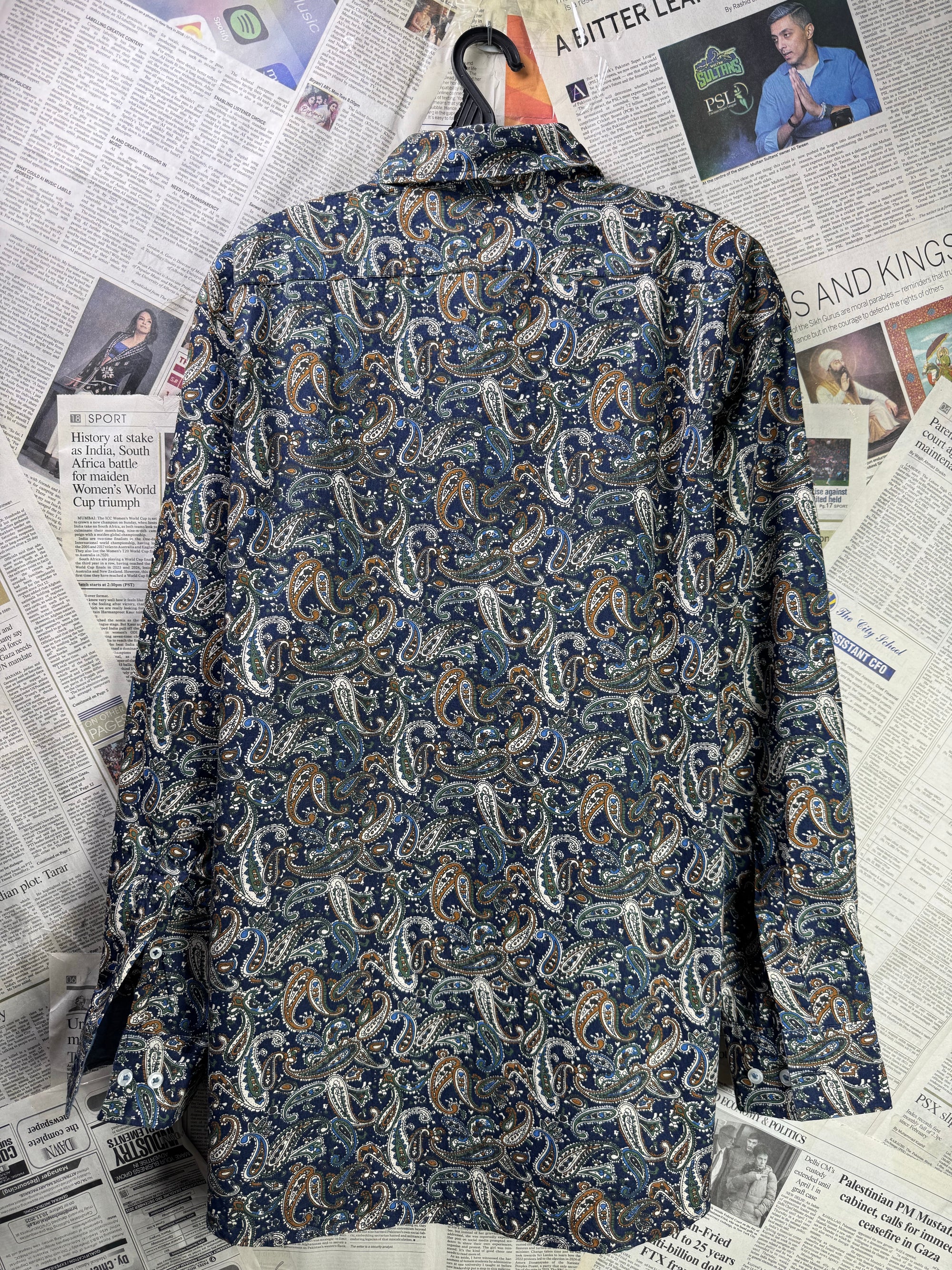 Cremieux® XL | Chest: 25" | Navy Blue with Pasley Print | Shirt | Cotton | 3708 - Genuine Maal