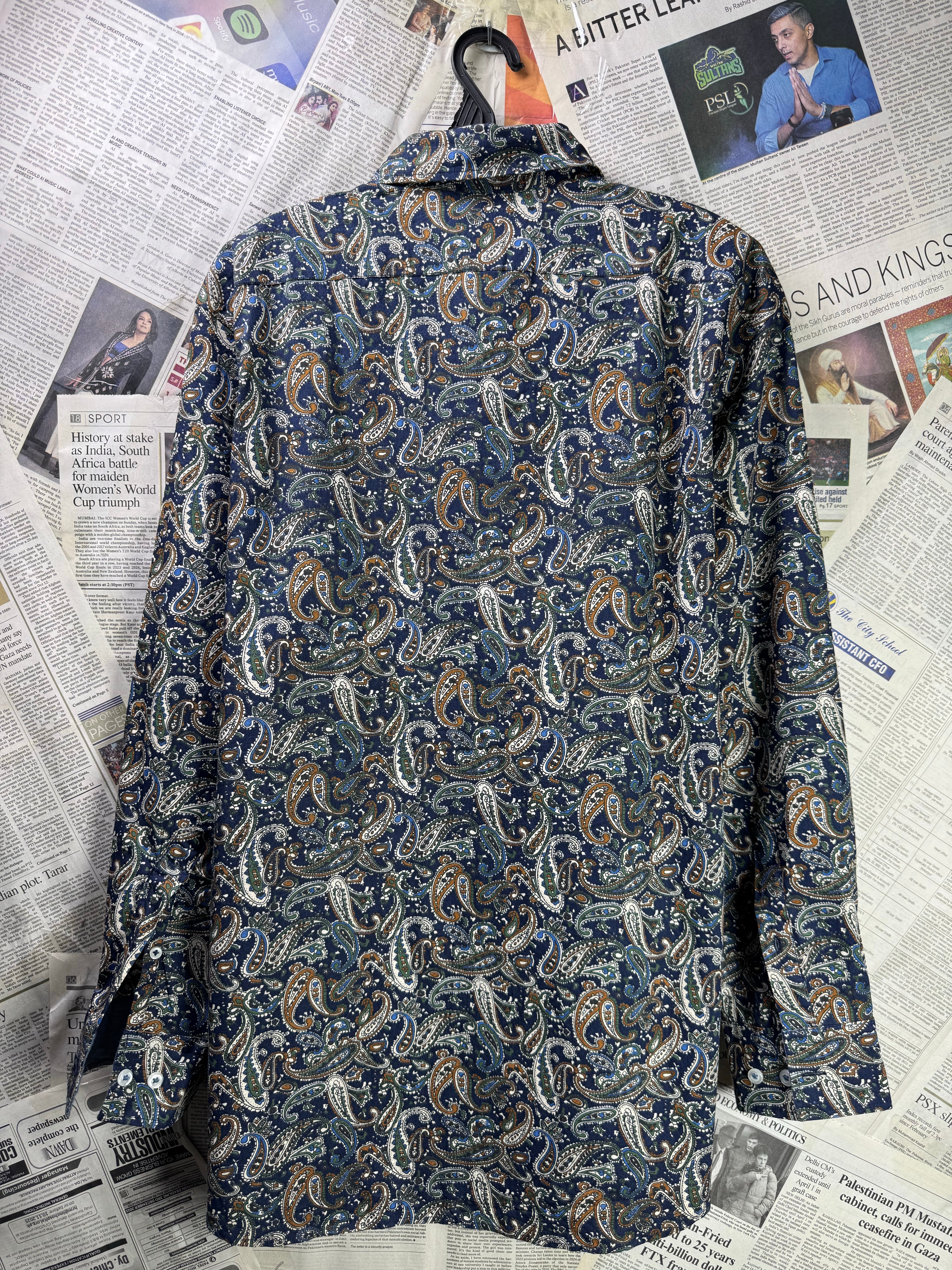 Cremieux® XL | Chest: 25" | Navy Blue with Pasley Print | Shirt | Cotton | 3708 - Genuine Maal
