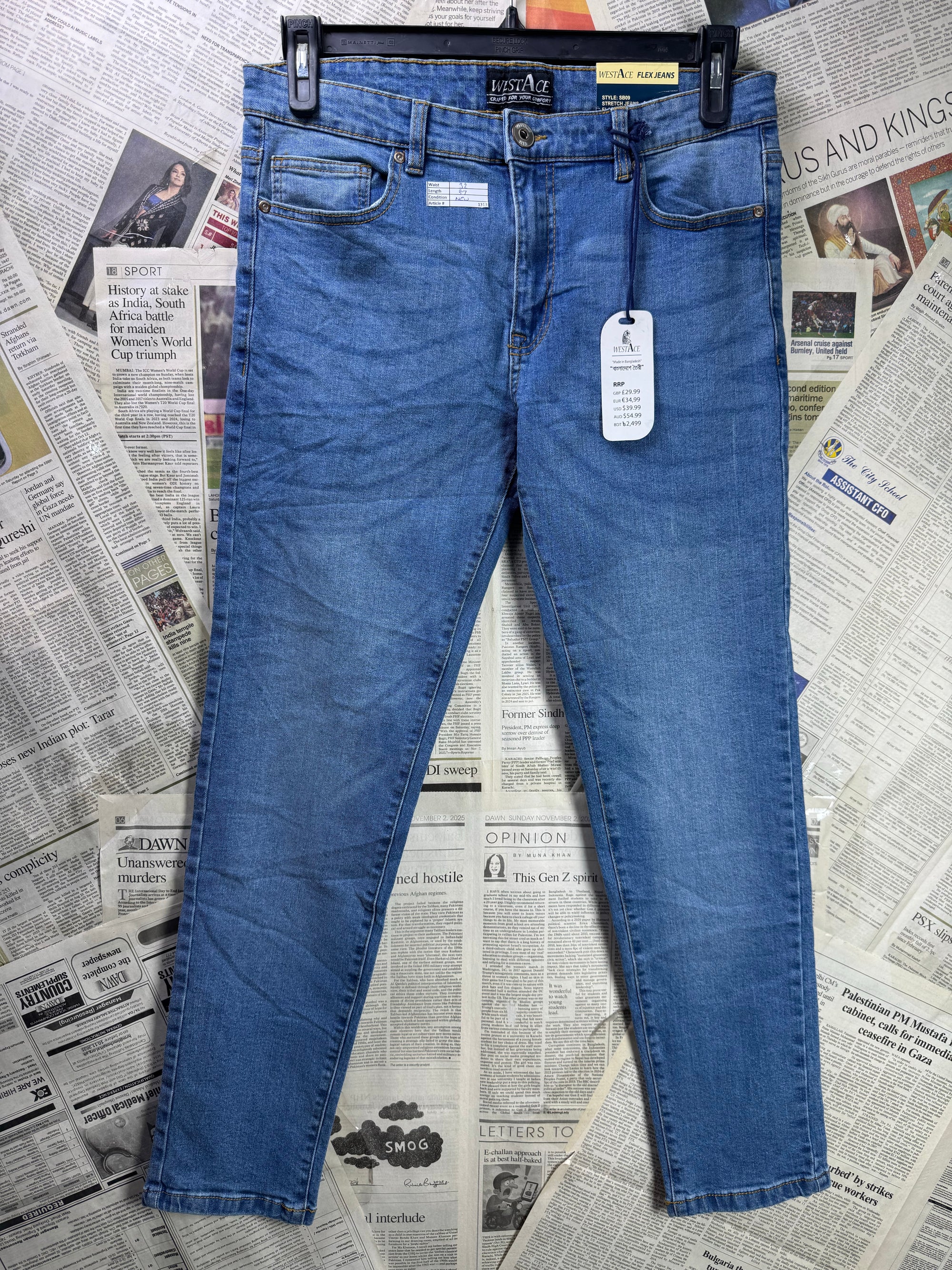WestAce® Waist: 32" | Blue | Slim Fit Denim Pants | Cotton - Elastane | 1313 - Genuine Maal