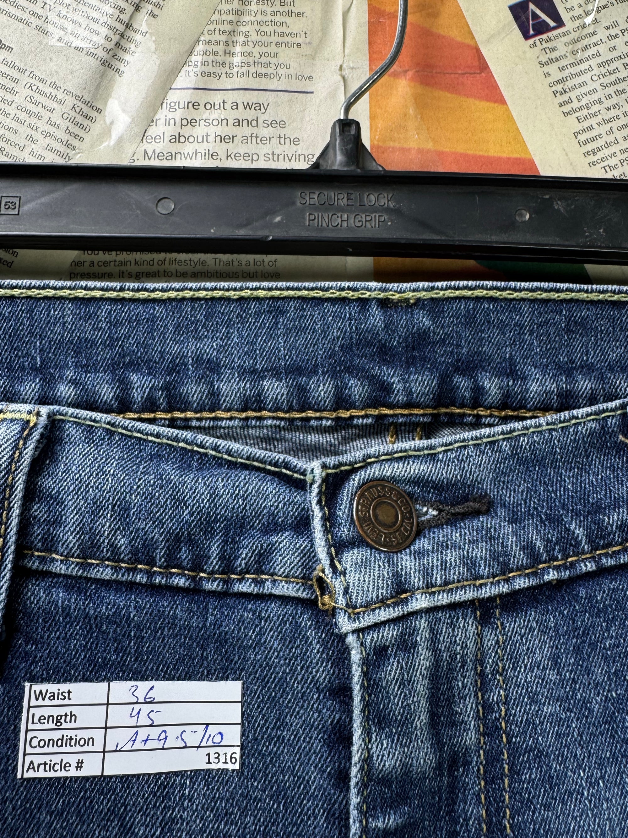 L*vi's® Waist: 36" | Blue | Straight Fit 505 Denim Pants | Cotton - Elastane | 1316 - Genuine Maal